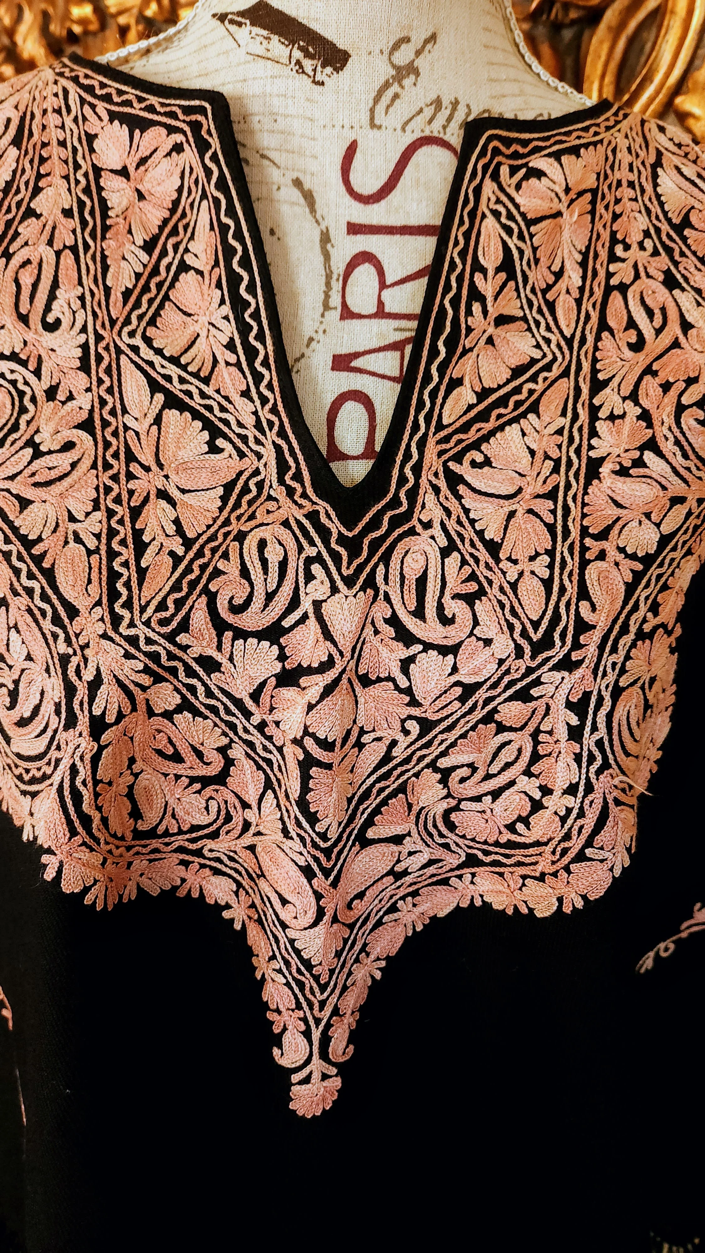 40s Black And Pink Rayon/silk Ribbon Detail Poncho - Image 4