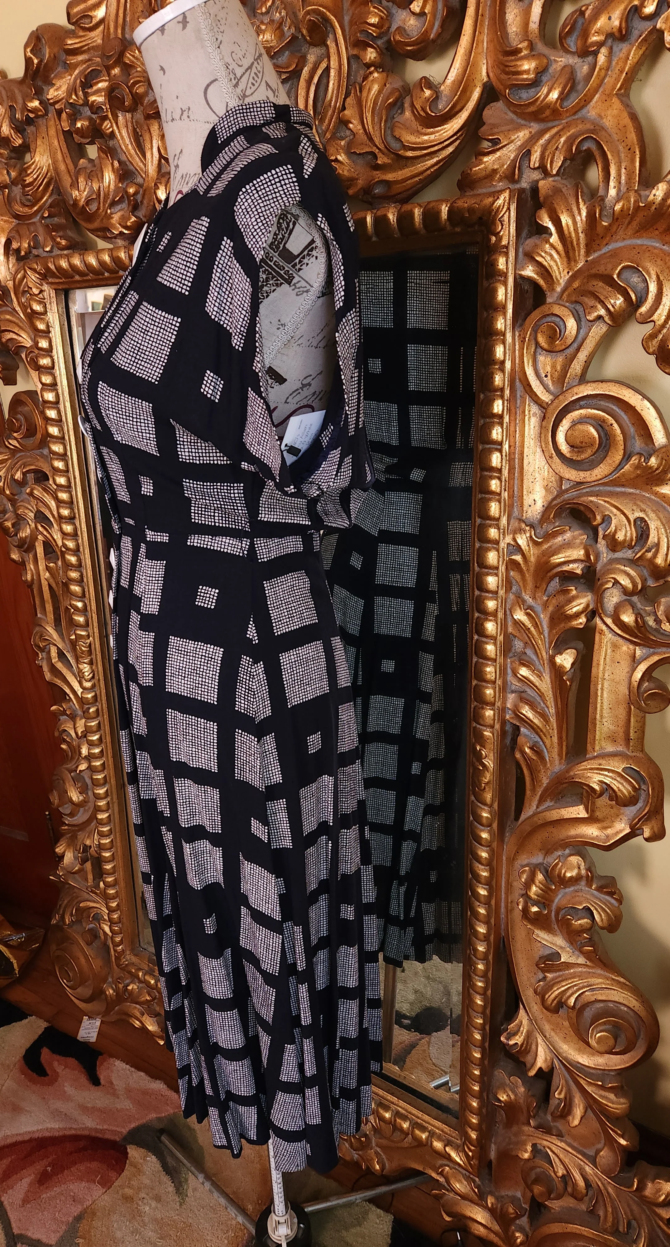 40s Black And White Large Check Shirt Dress By Marcy Allen - Image 4