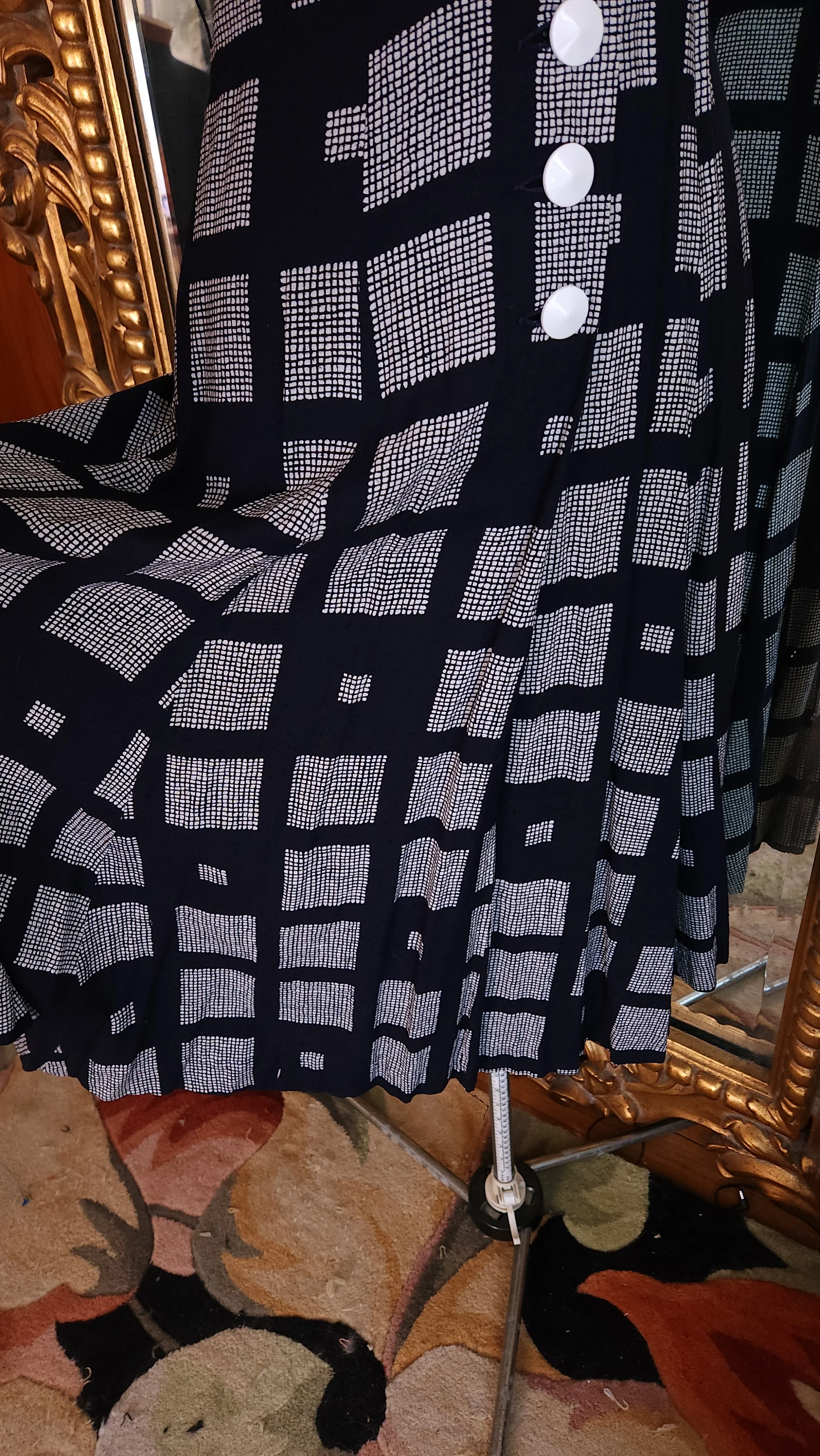 40s Black And White Large Check Shirt Dress By Marcy Allen - Image 5