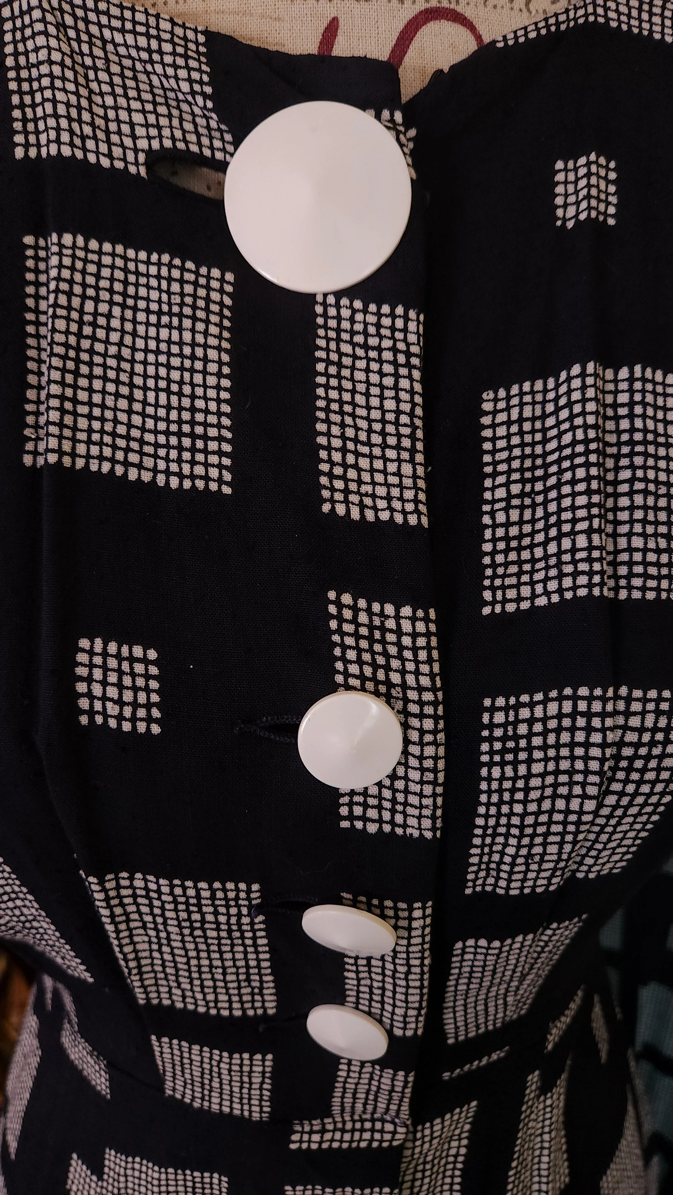 40s Black And White Large Check Shirt Dress By Marcy Allen - Image 6