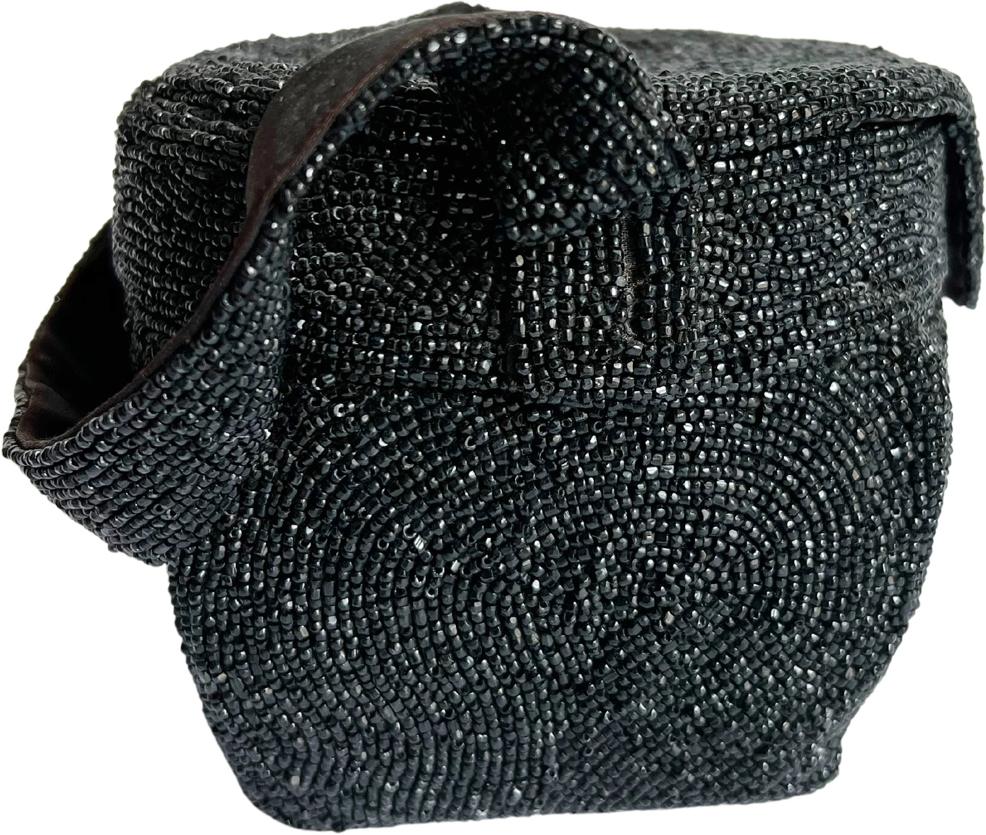 40s Black Carnival Glass Beaded Purse By K & G Charlet - Image 2