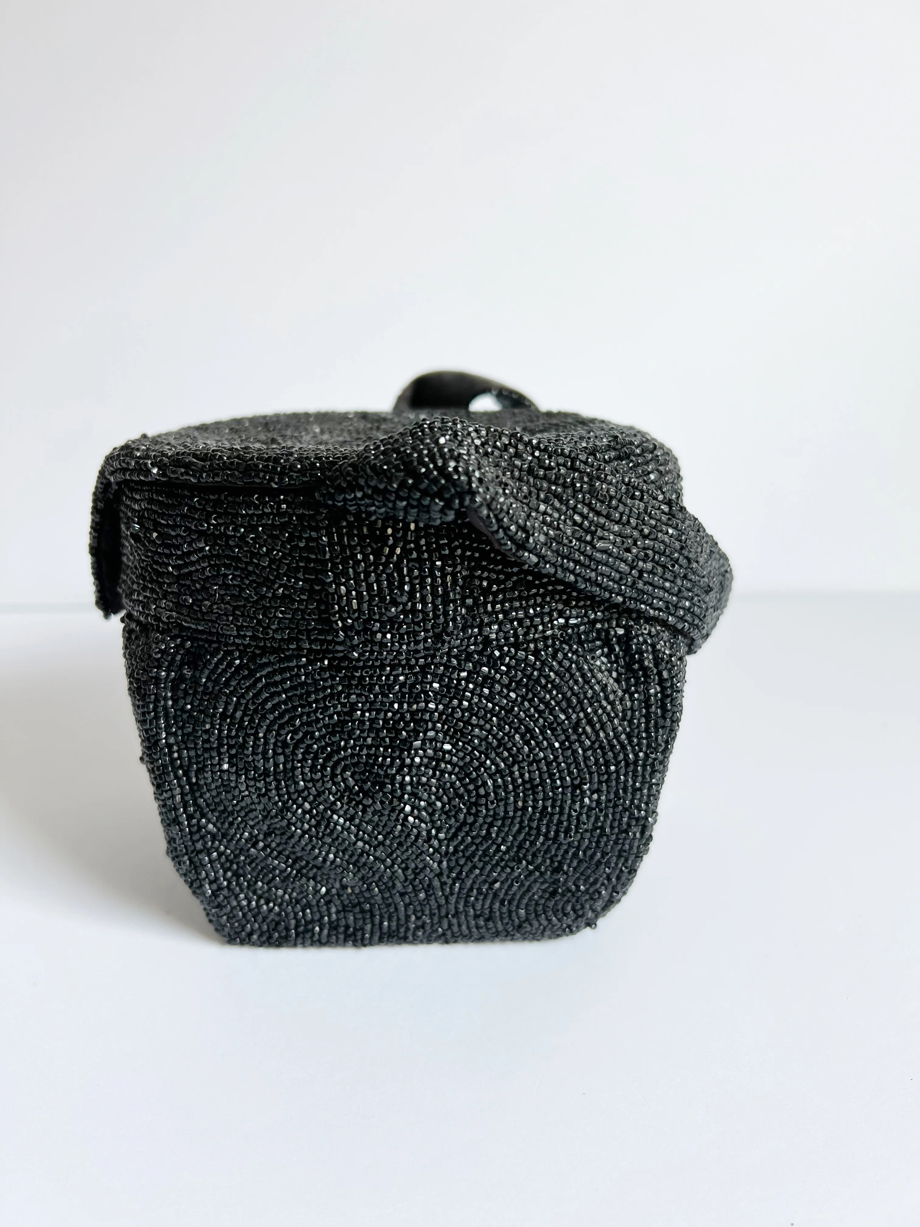 40s Black Carnival Glass Beaded Purse By K & G Charlet - Image 4