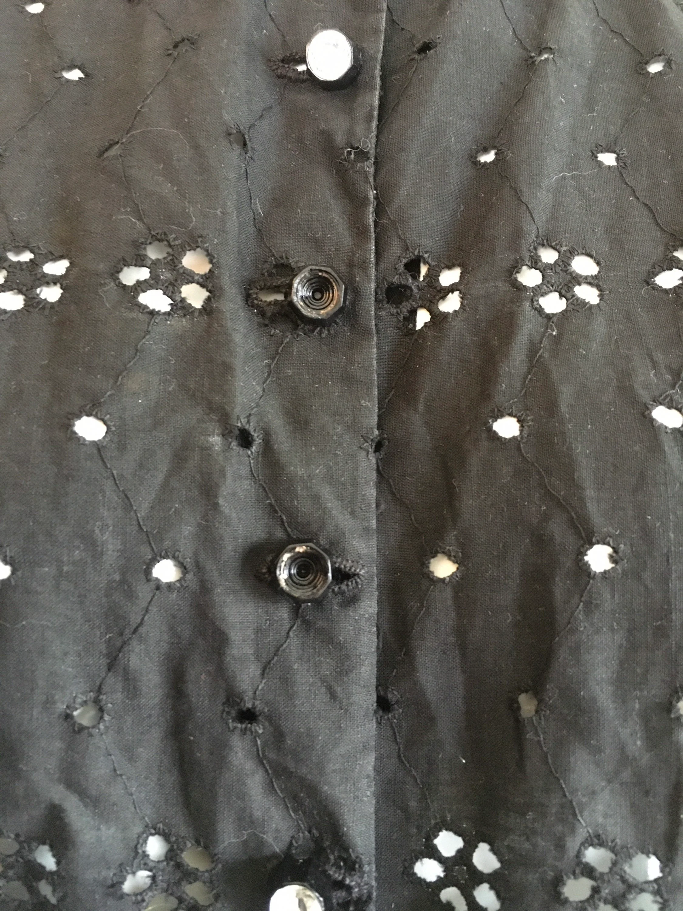 40's Black Eyelet Peplum Blouse and Skirt Set - Image 7