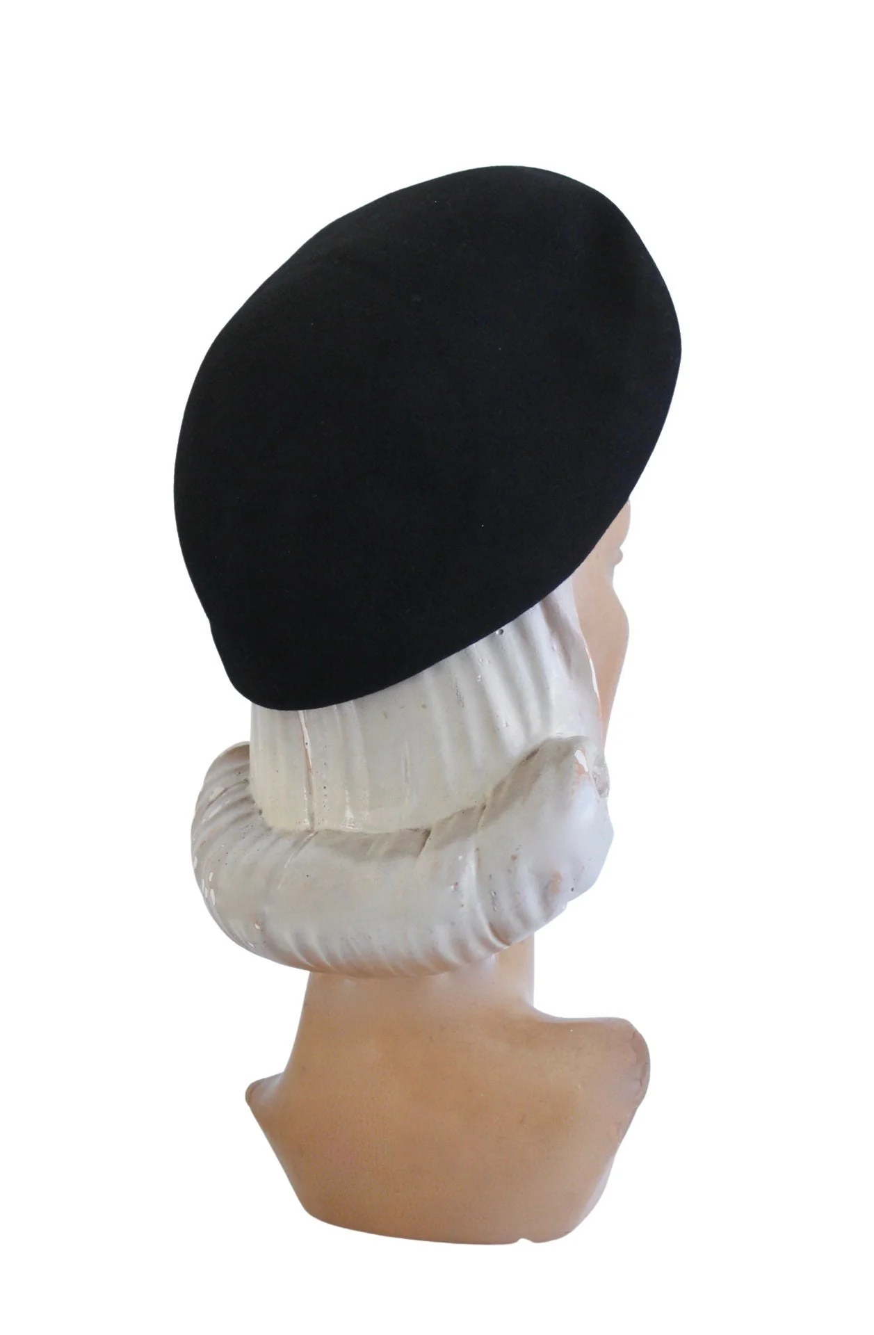 40s Black Halo Hat Beret Womens - Image 8