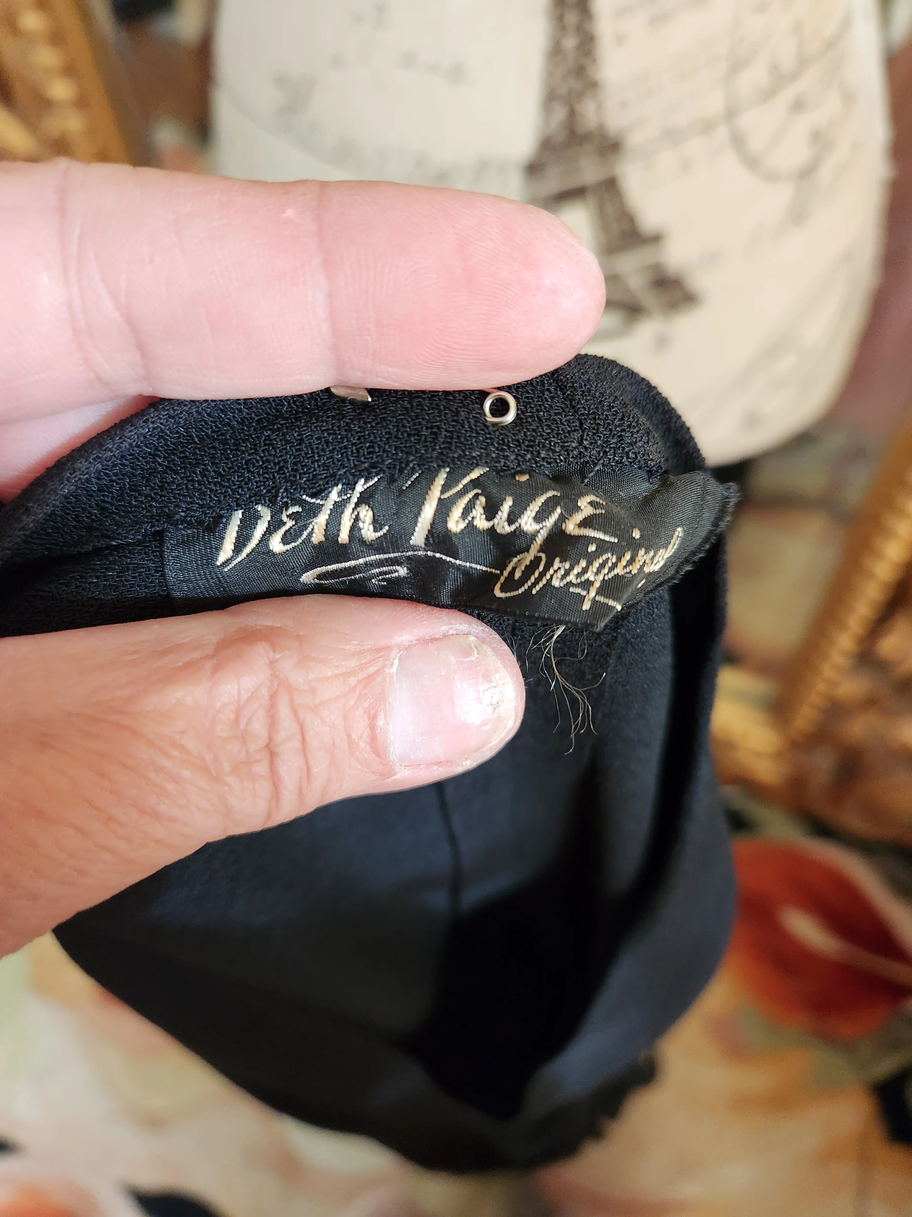 40s Black Peplum Dress With Copper Sequin Detail By Beth Paige Original - Image 10