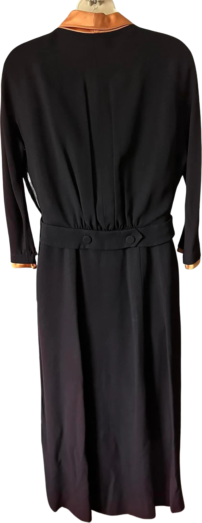 40s Black Rayon And Satin Dress By Jack Stern - Image 2