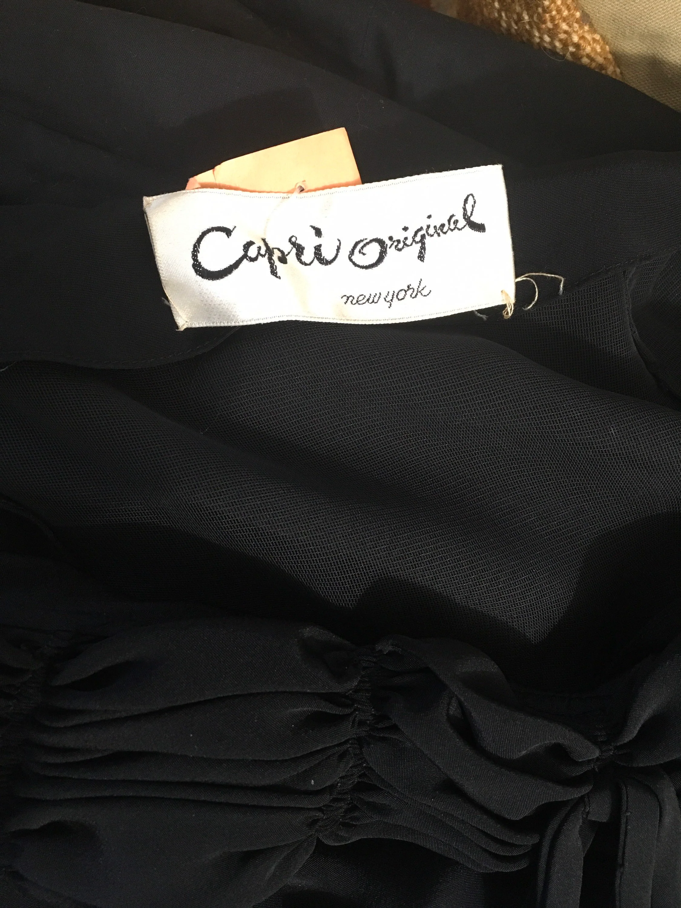 40's Black Scallop Neckline Party Dress by Capri Originals - Image 5