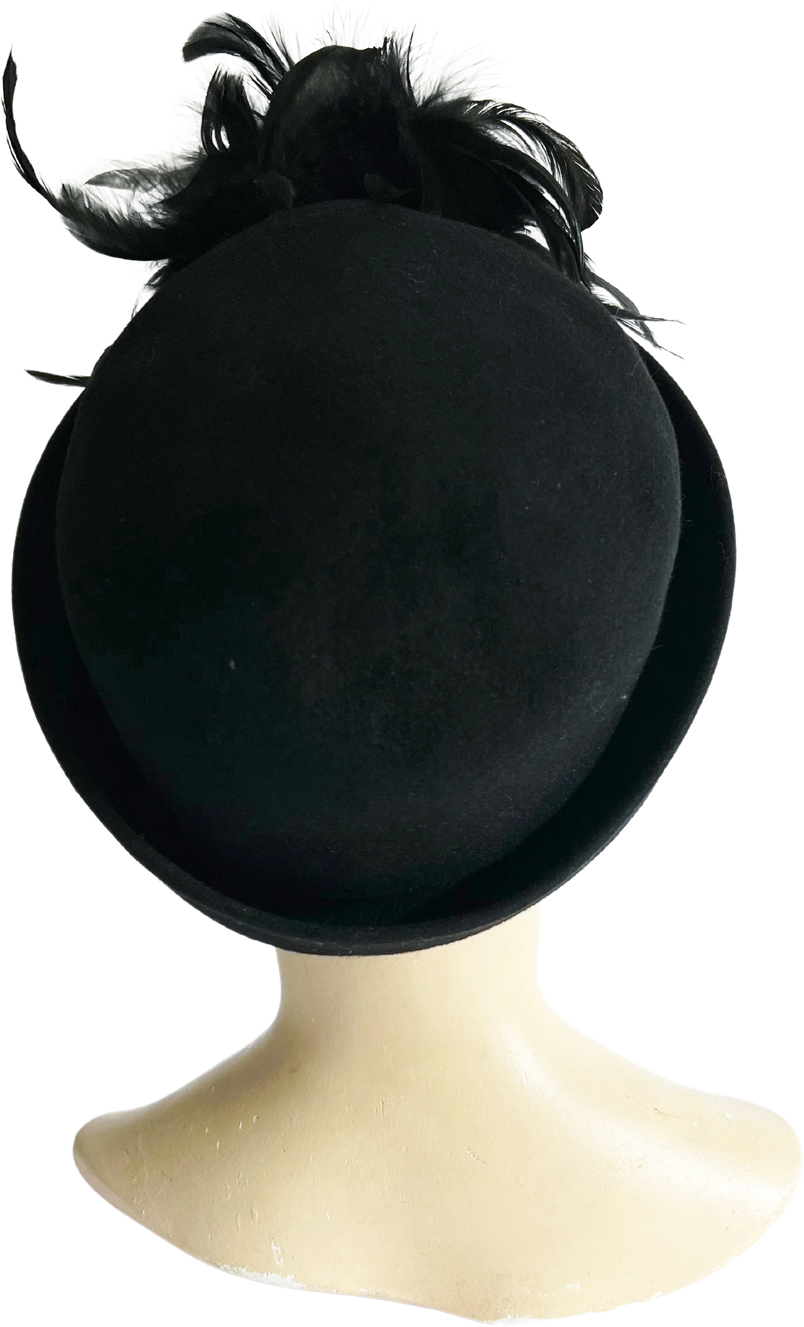 40s Black Wool Felt Derby Hat With Feathers By Lloyd's New Bedford - Image 2