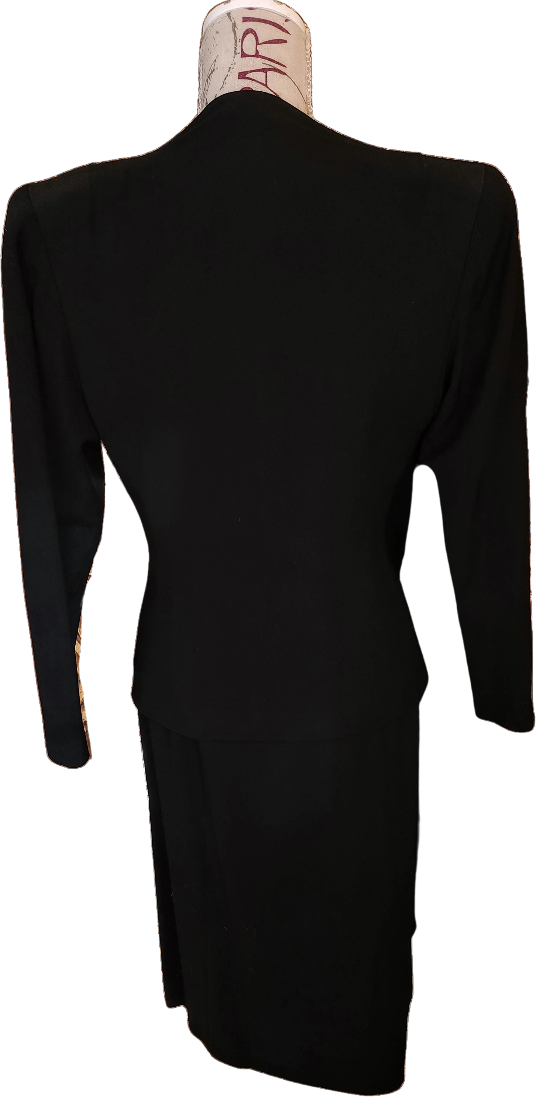 40s Black Wool With Gold Studs Designer Skirt Suit By Fred a Block - Image 2