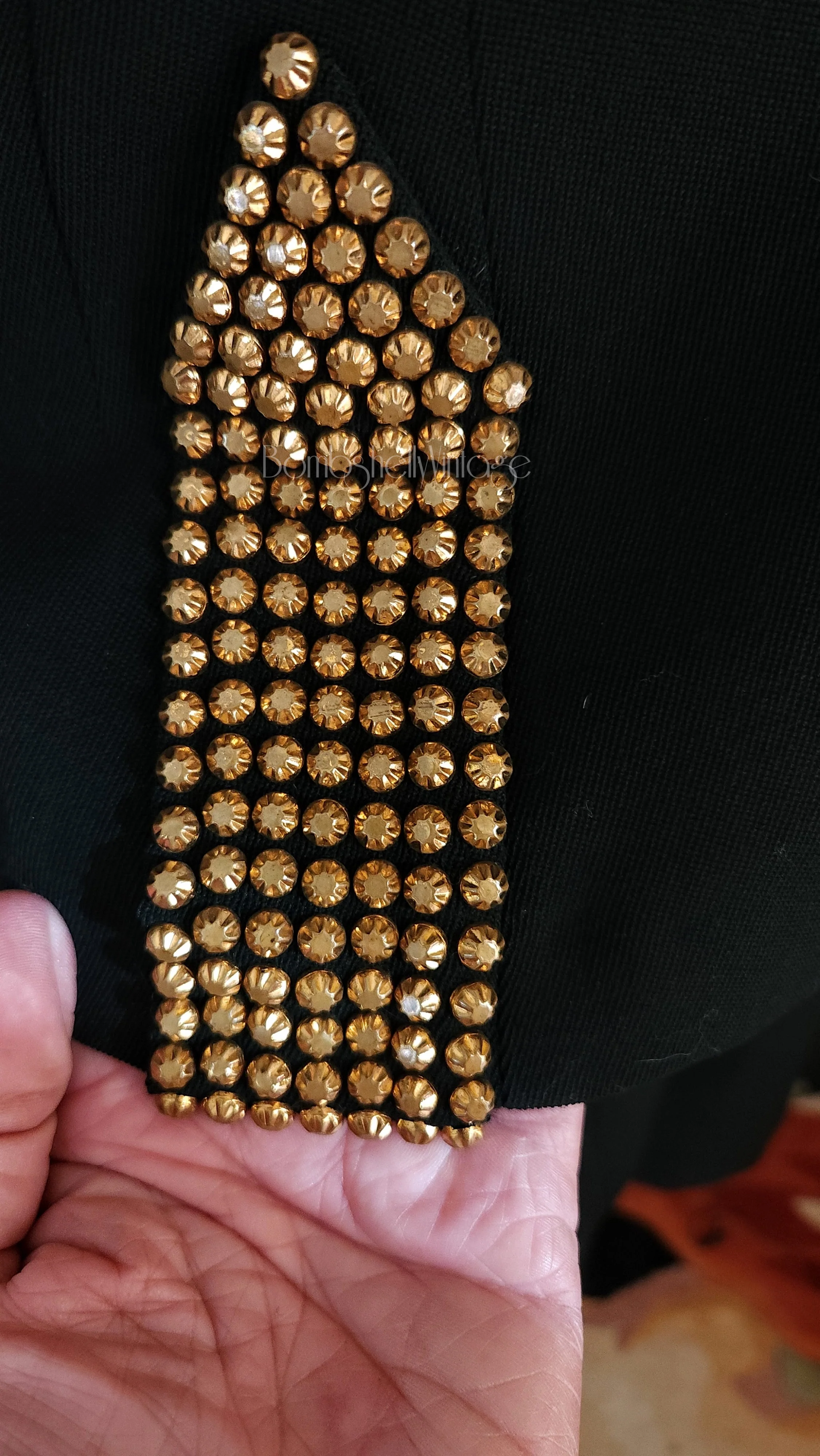 40s Black Wool With Gold Studs Designer Skirt Suit By Fred a Block - Image 6