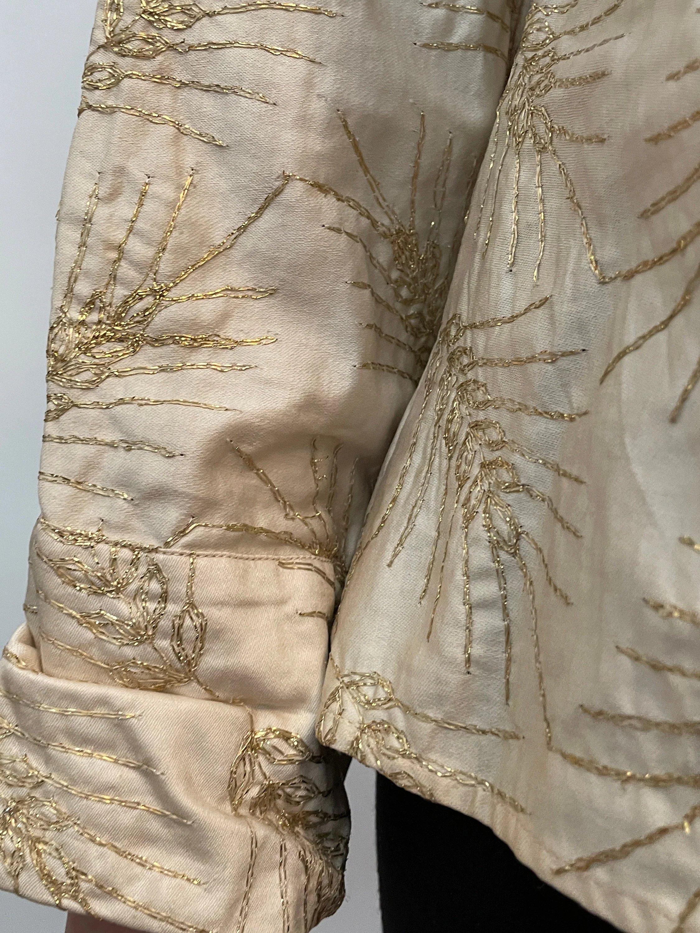 40s Blouse Rare Saréze of Miami Originals Cream with Gold Threads of Wheat Motif Blouse - Image 5