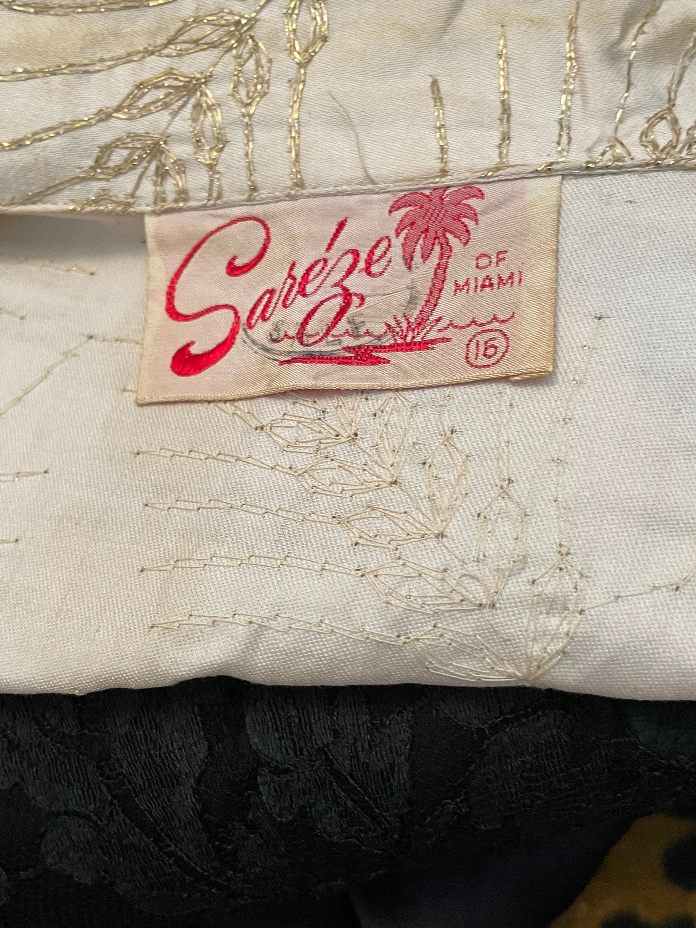 40s Blouse Rare Saréze of Miami Originals Cream with Gold Threads of Wheat Motif Blouse - Image 6