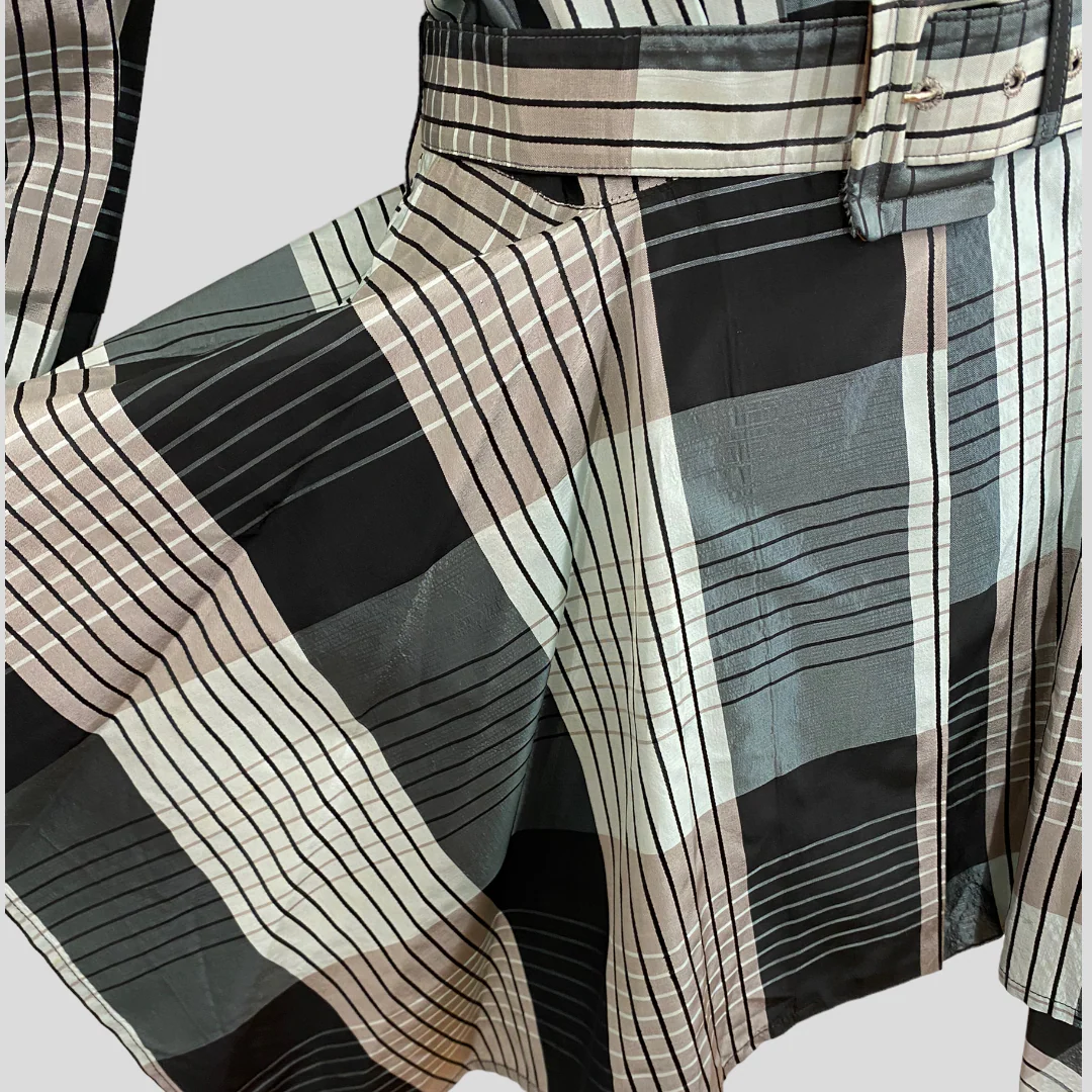 40s Blue Gray Black Plaid Wild Peplum Hostess Jacket By Ruth-Ann of Dallas - Image 7