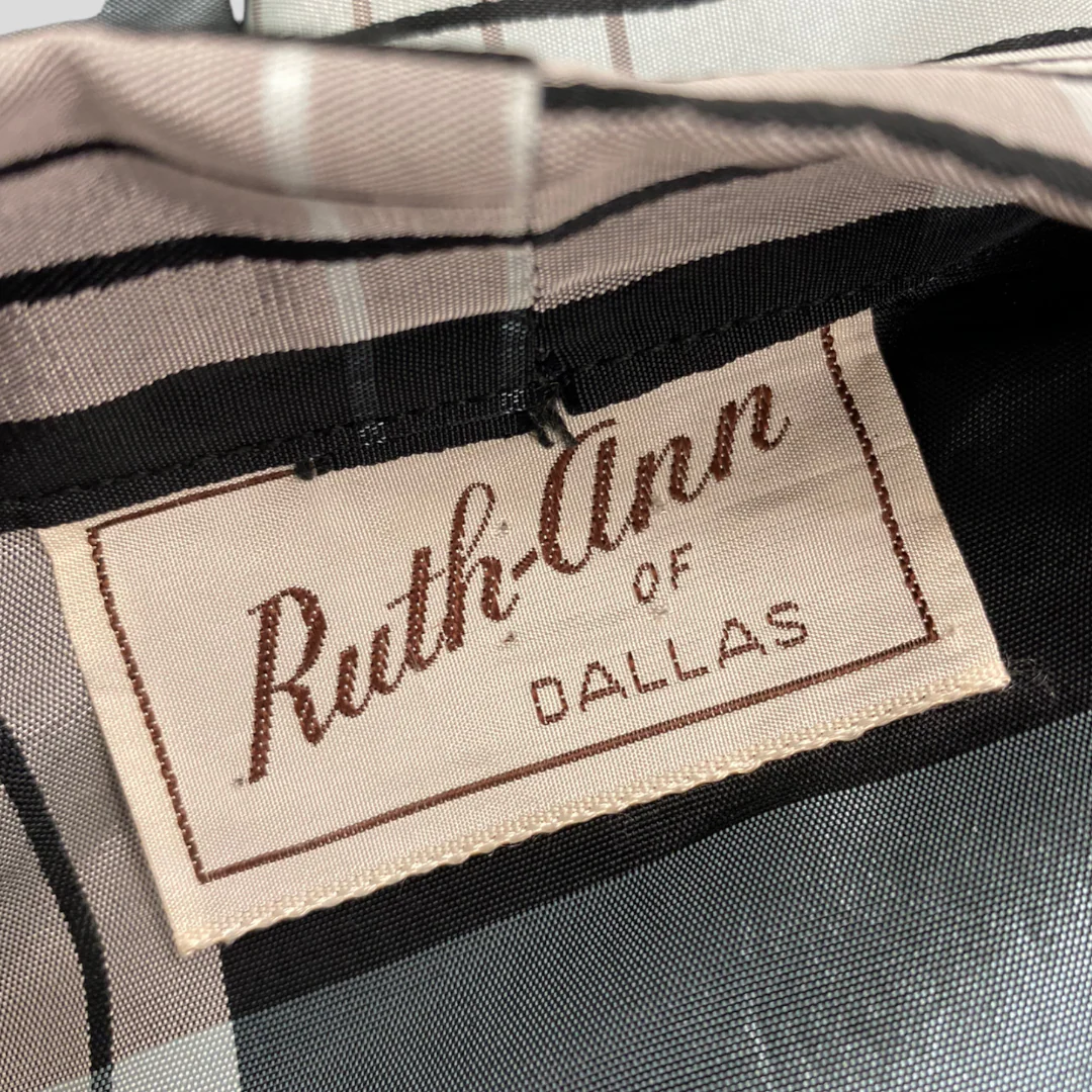40s Blue Gray Black Plaid Wild Peplum Hostess Jacket By Ruth-Ann of Dallas - Image 8