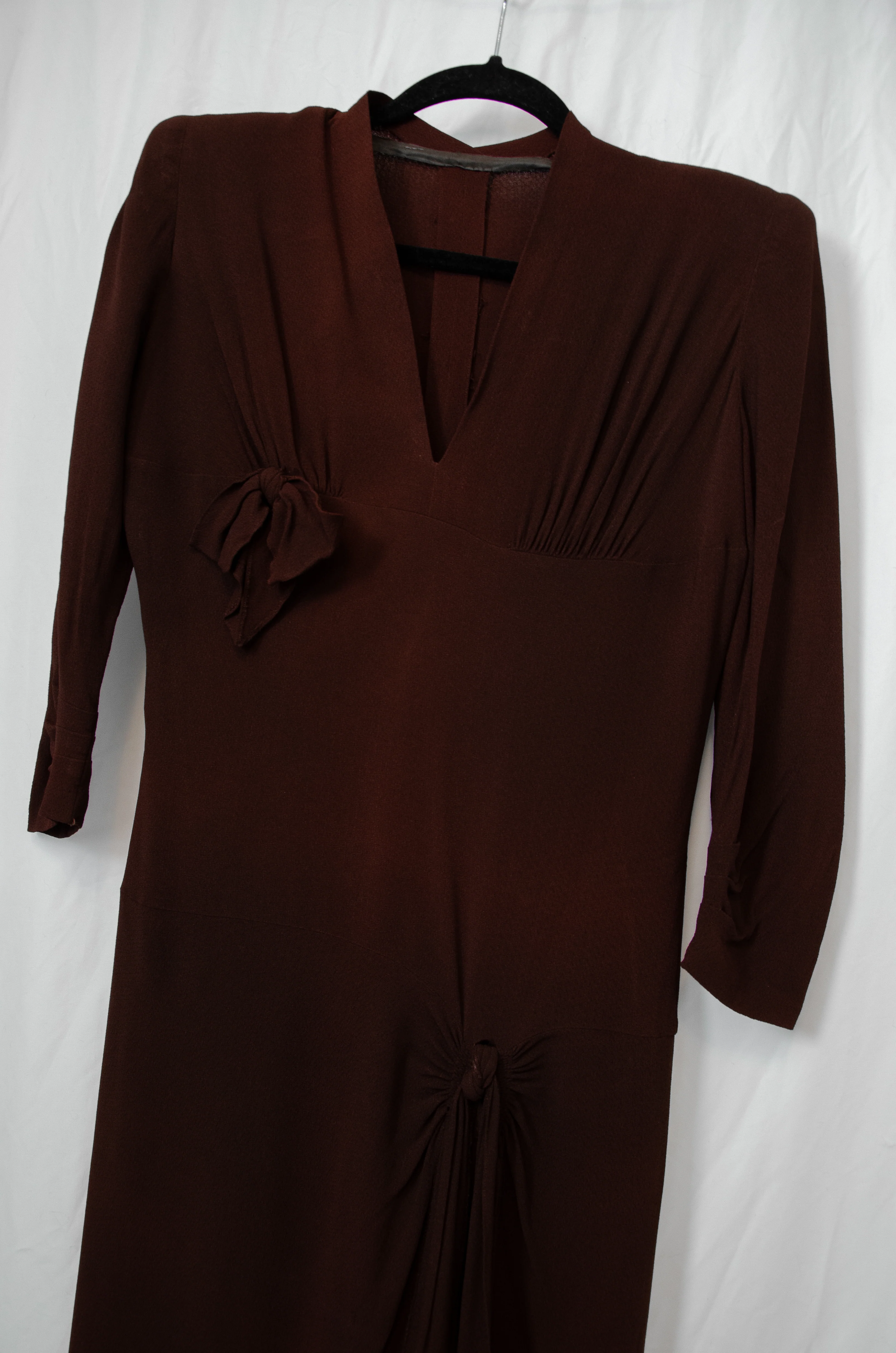 40s Burgundy Rayon Crepe Dress - Image 2