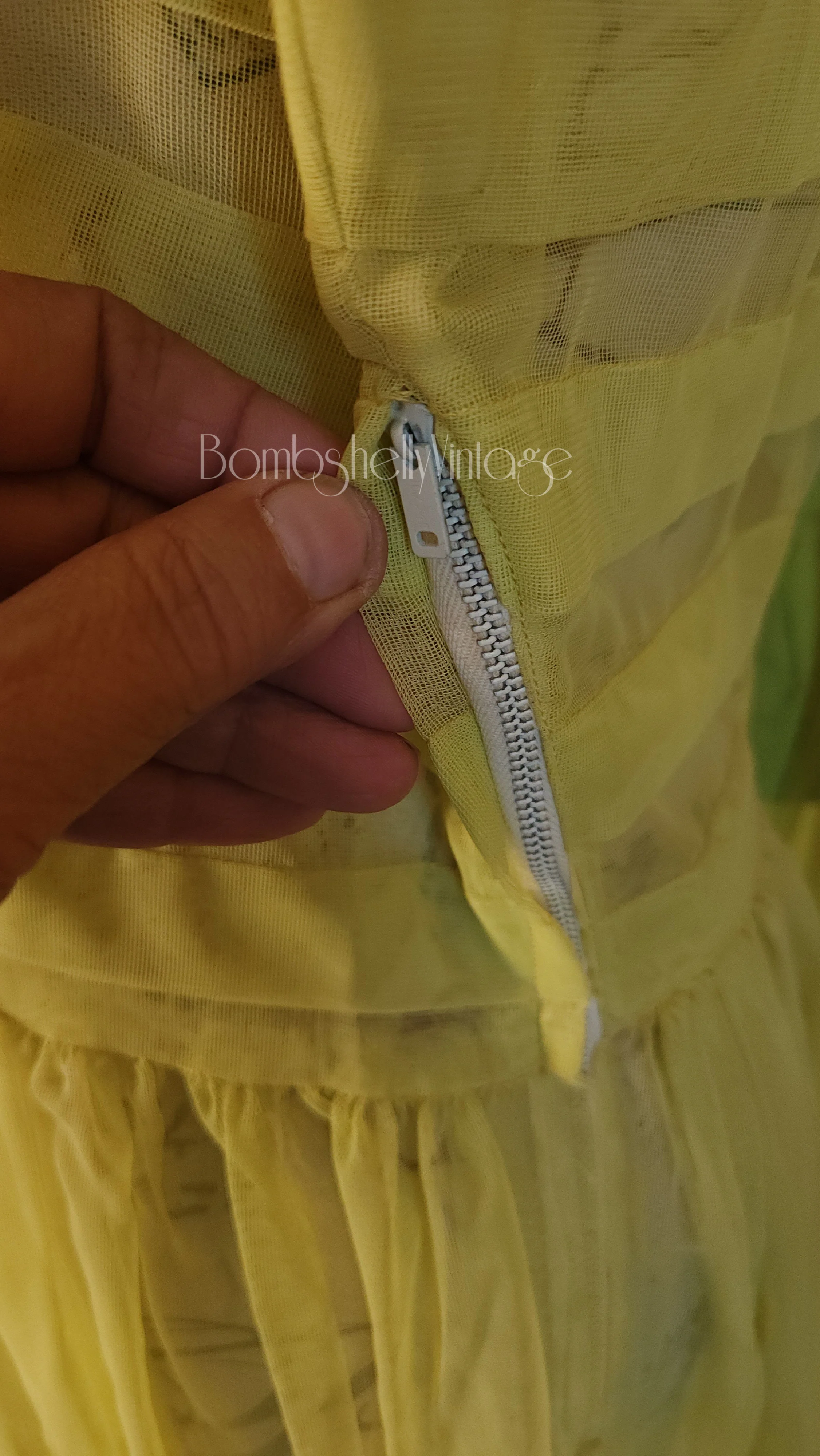 40s Chartrues Sheer Nylon Bridesmaid Gown - Image 6