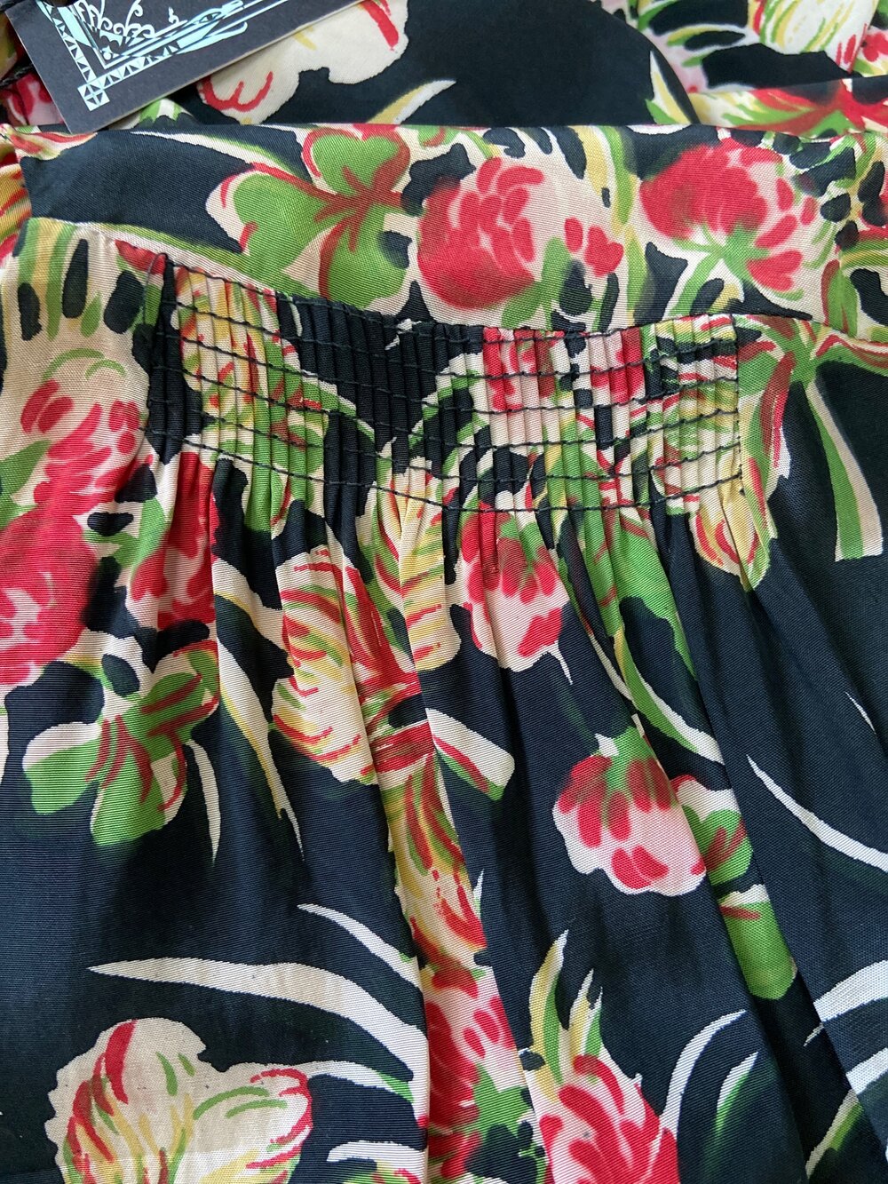 40s Cold Rayon Floral Peplum Dress - Image 8