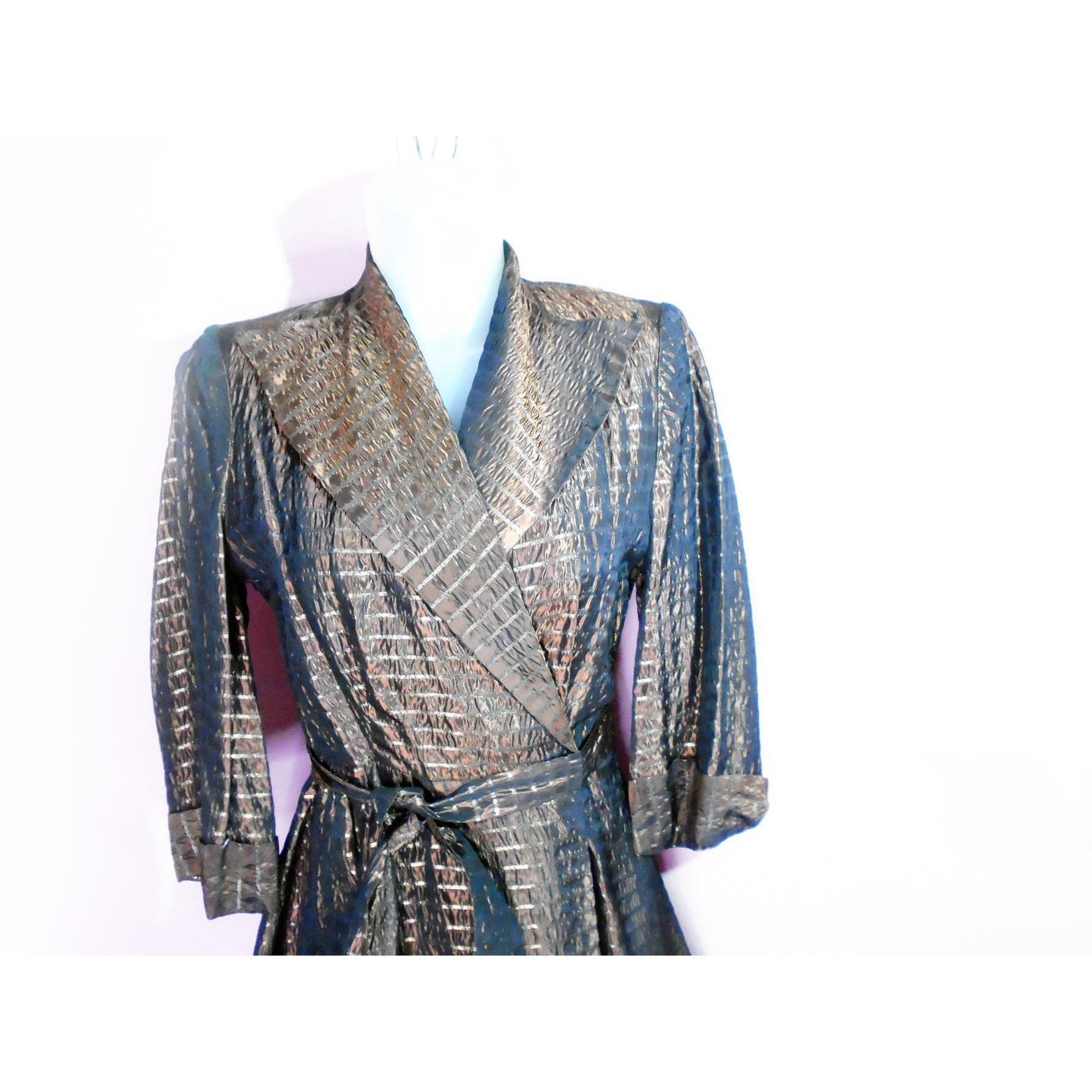 40s Copper Taffeta Evening Jacket, Metallic Mini Dress By Delro - Image 6
