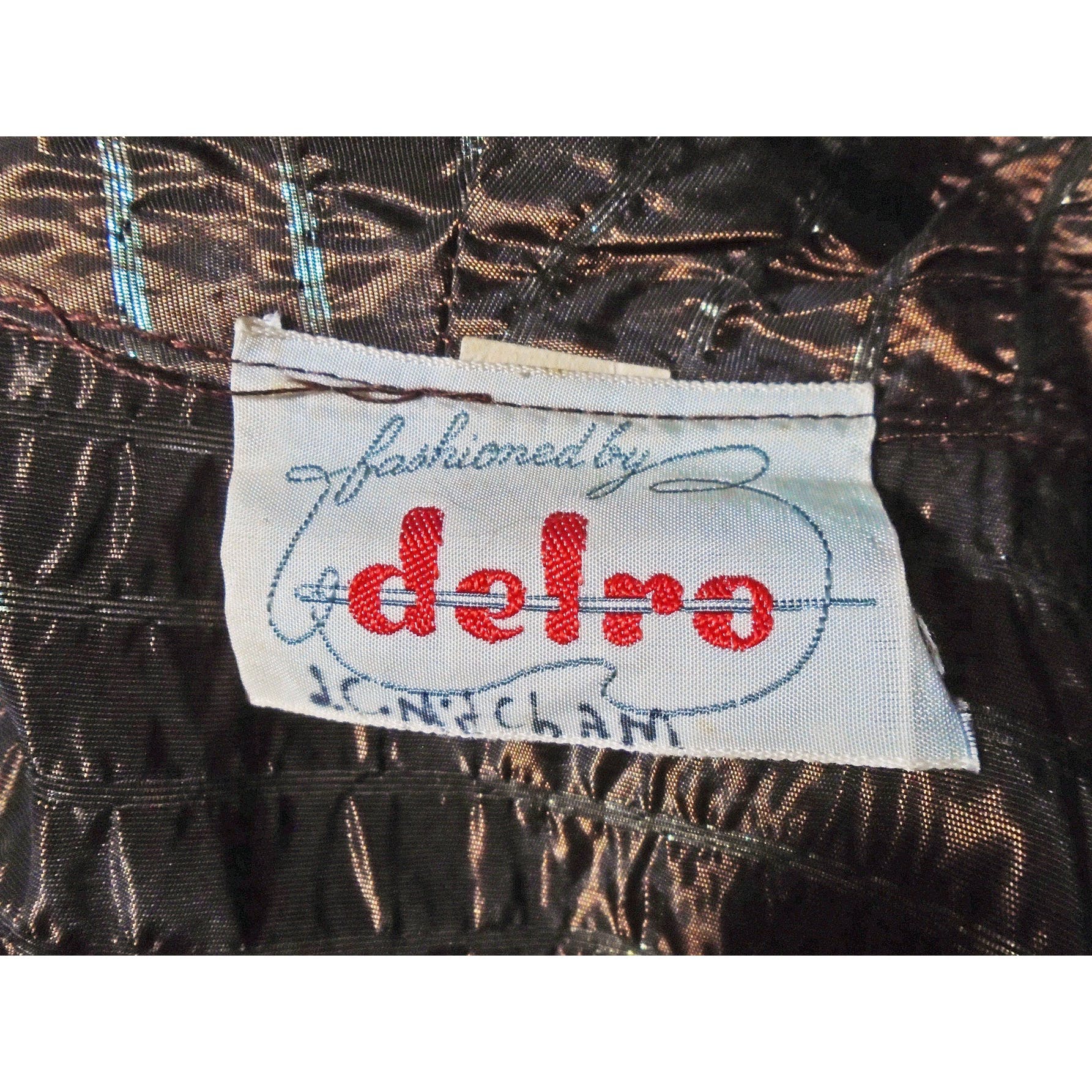 40s Copper Taffeta Evening Jacket, Metallic Mini Dress By Delro - Image 7