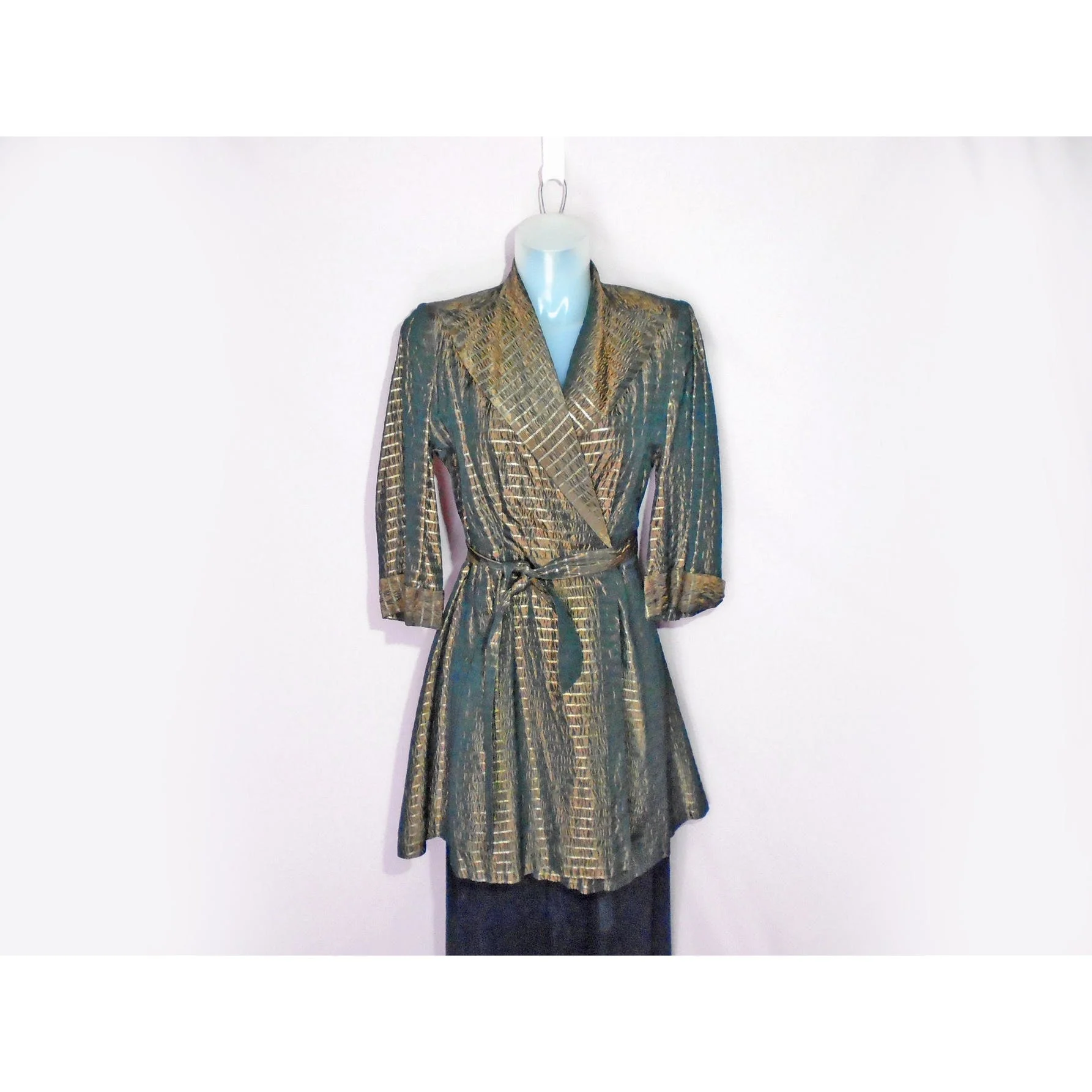 40s Copper Taffeta Evening Jacket, Metallic Mini Dress By Delro - Image 9