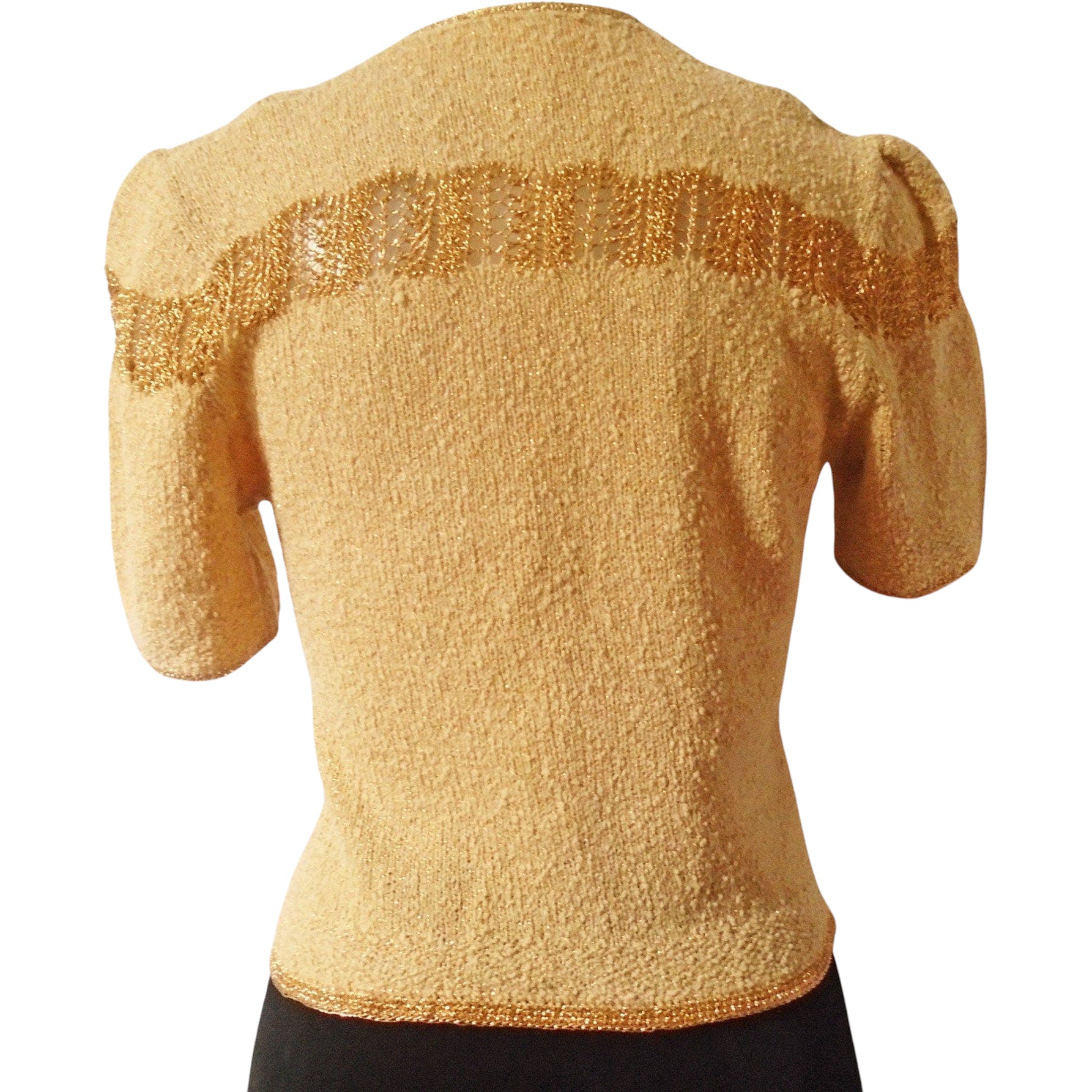 40s Cropped Sweater With Gold Metallic Hollywood Glam - Image 2