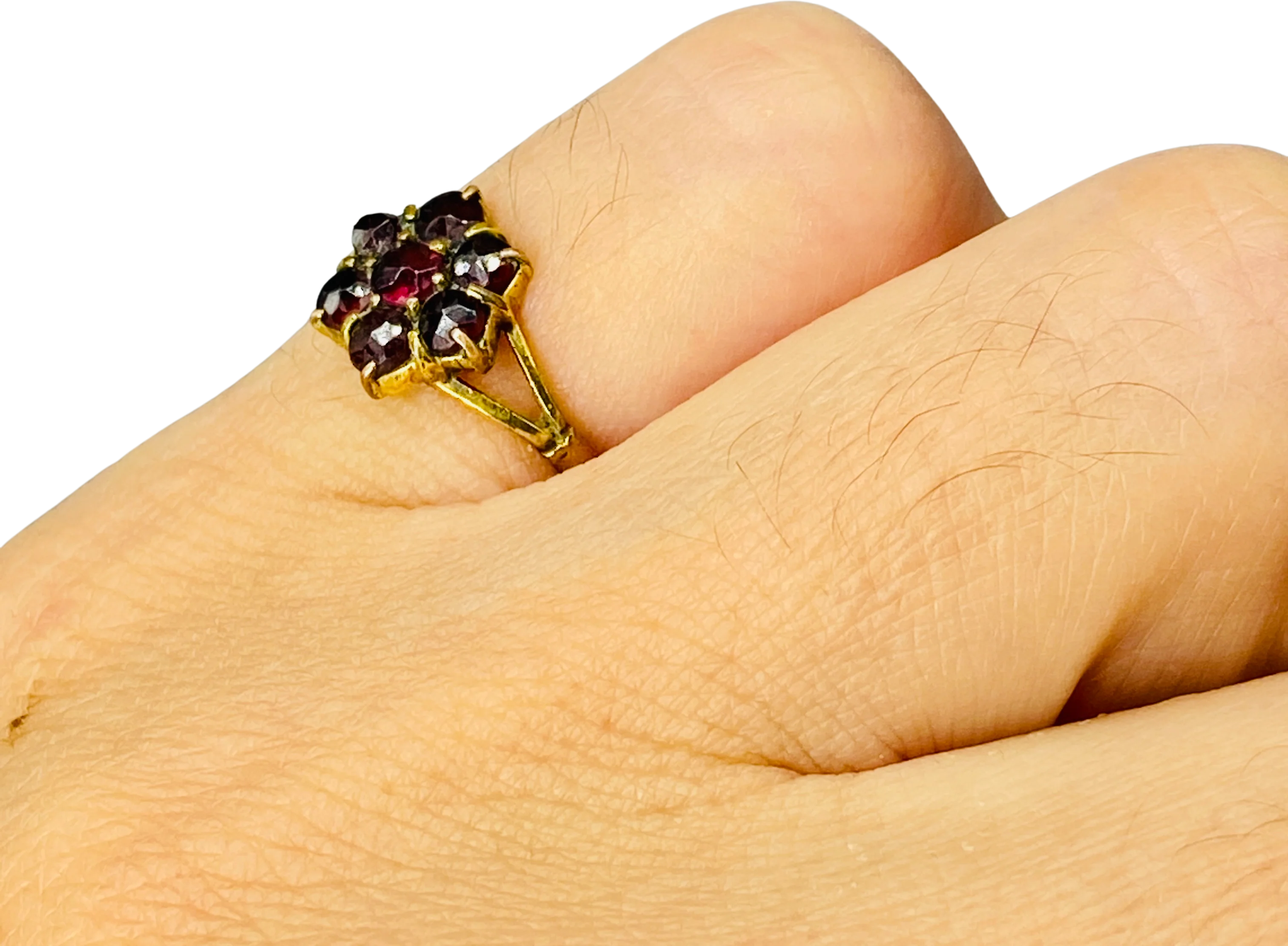 40s Darling Vintage Promise Ring Copper And Garnets - Image 2