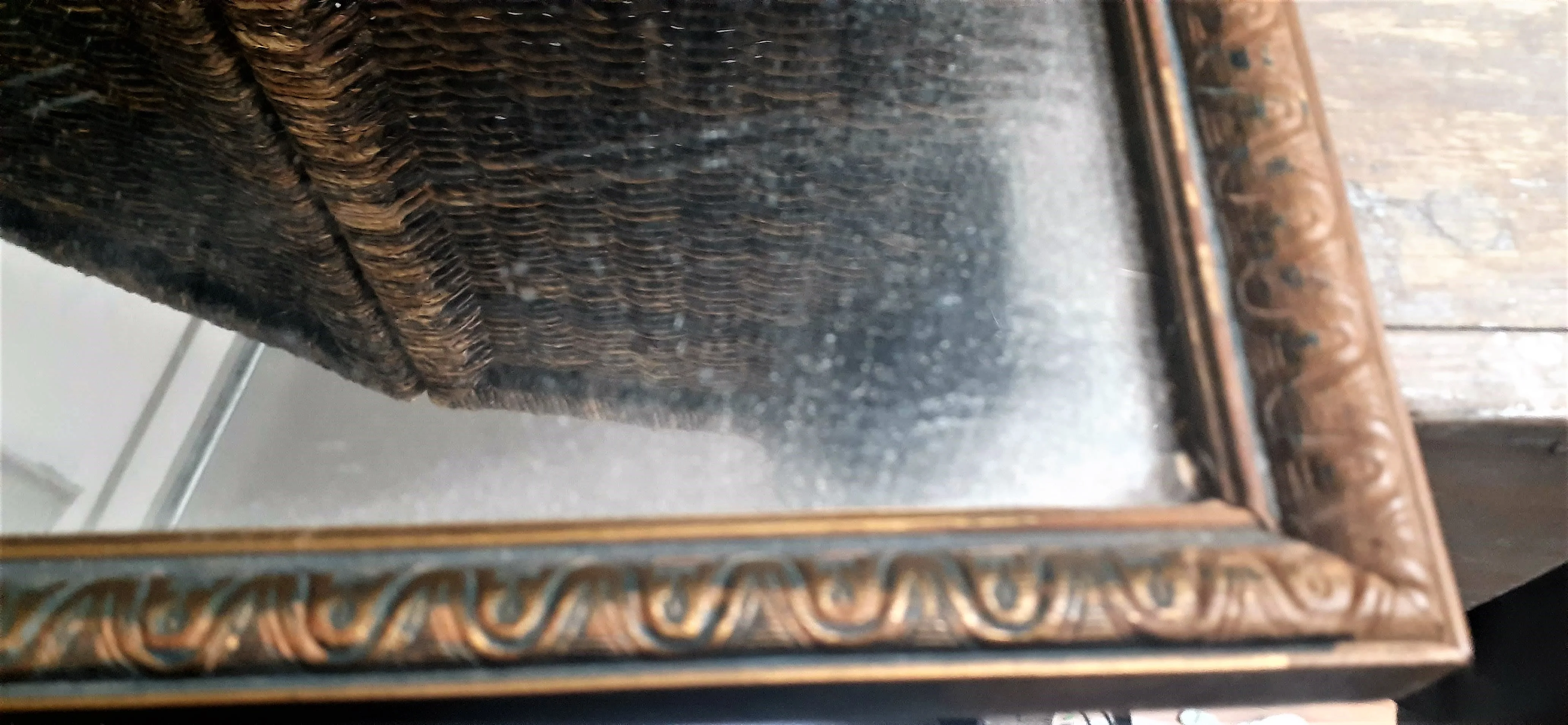 40s Hand Carved Vintage Wood Framed Wall Mirror By Antique Carved Wood Frame Mirror - Image 5