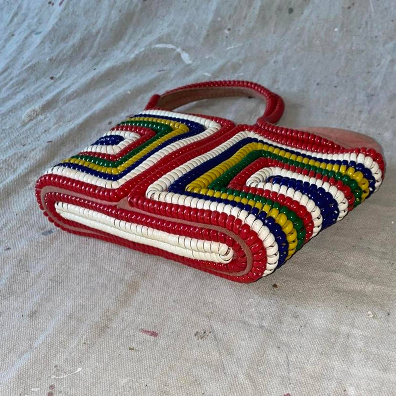 40s Handmade Telephone Cord Rainbow Zip Purse - Image 3