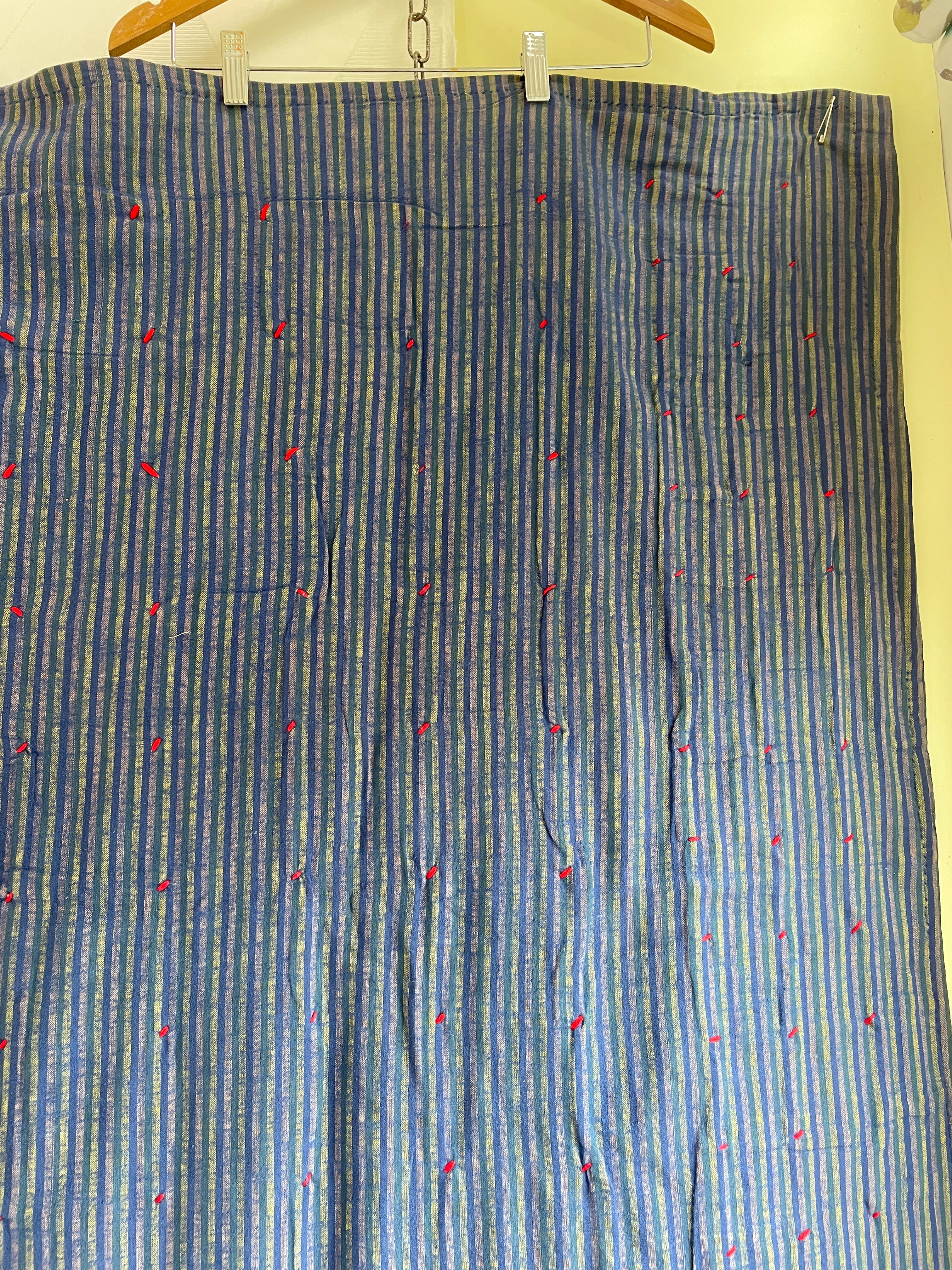 40s Handmade Wool Patchwork Quilt - Image 11