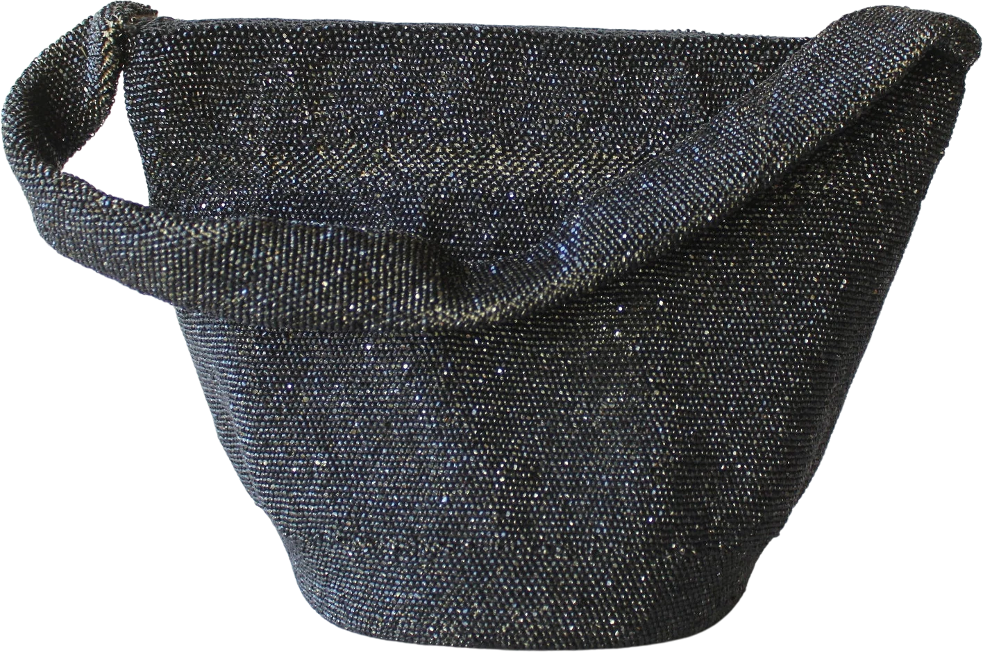 40s Jet Black Sparkling Beaded Evening Bag