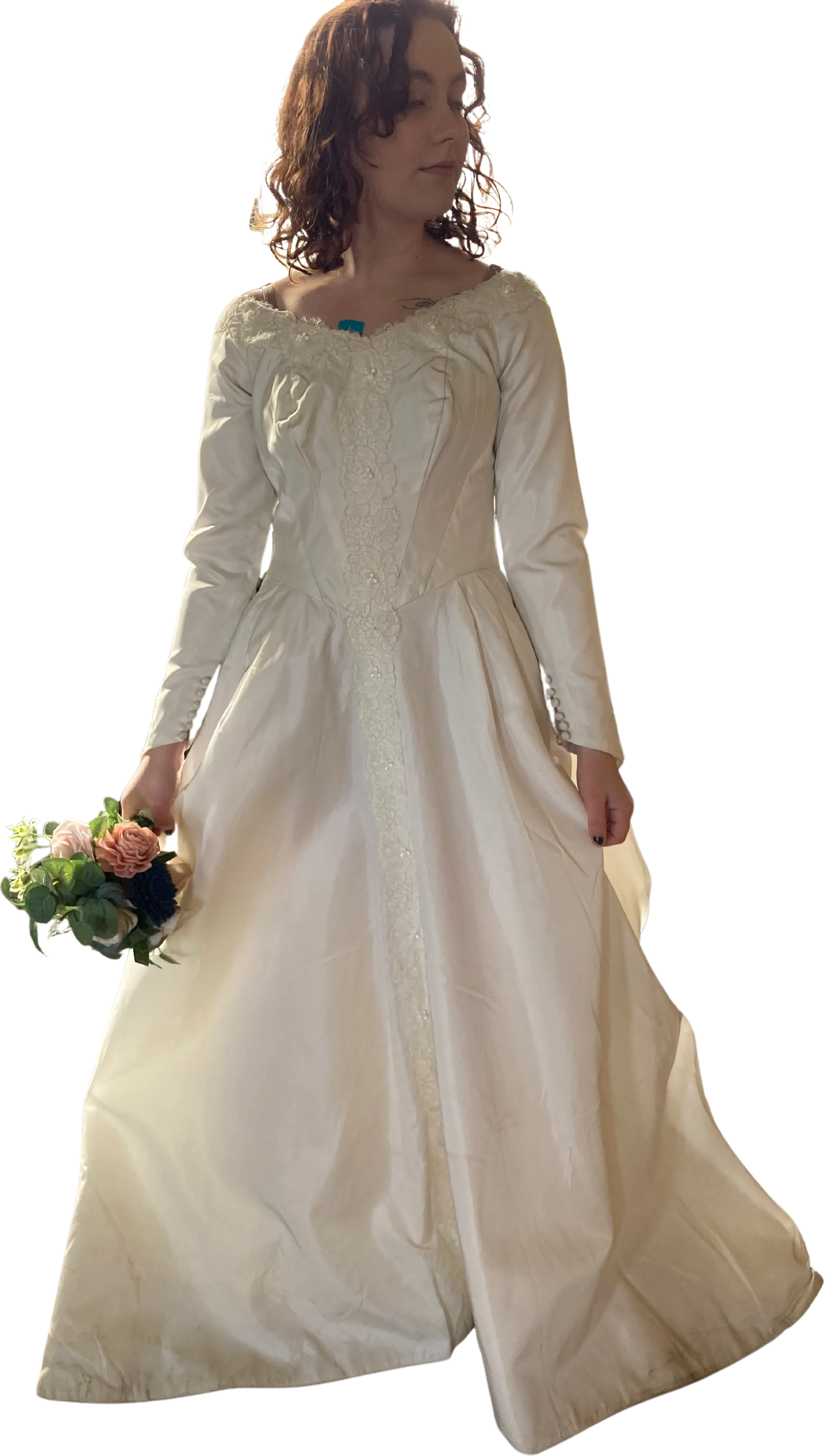 40s Lace Detailed A-line Wedding Gown