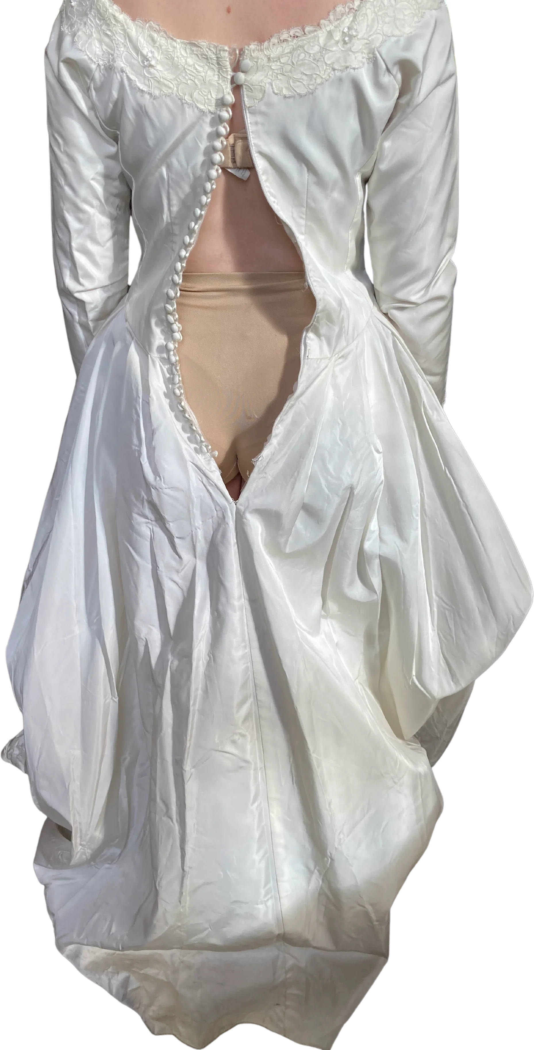 40s Lace Detailed A-line Wedding Gown - Image 2