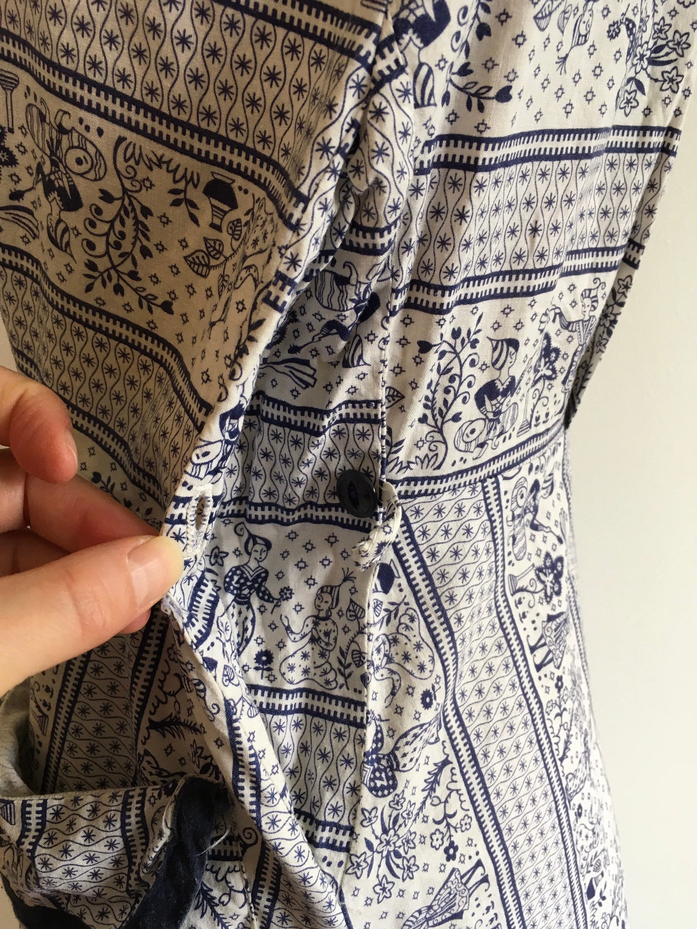 40's Navy and White Novelty Print House Dress - Image 6
