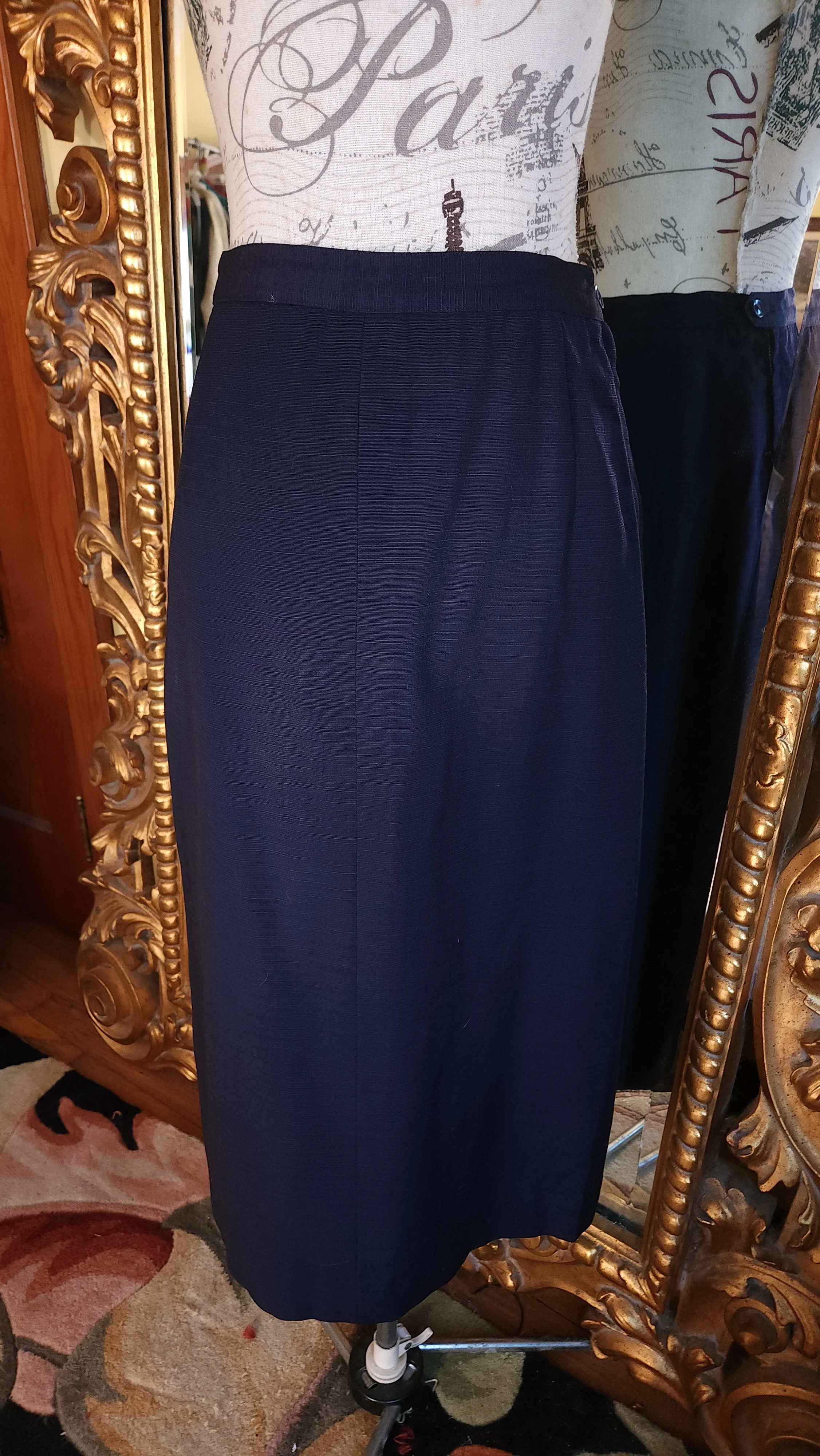 40s Navy Blue And White Detailed Skirt Suit By Charlottes Glendale California - Image 12