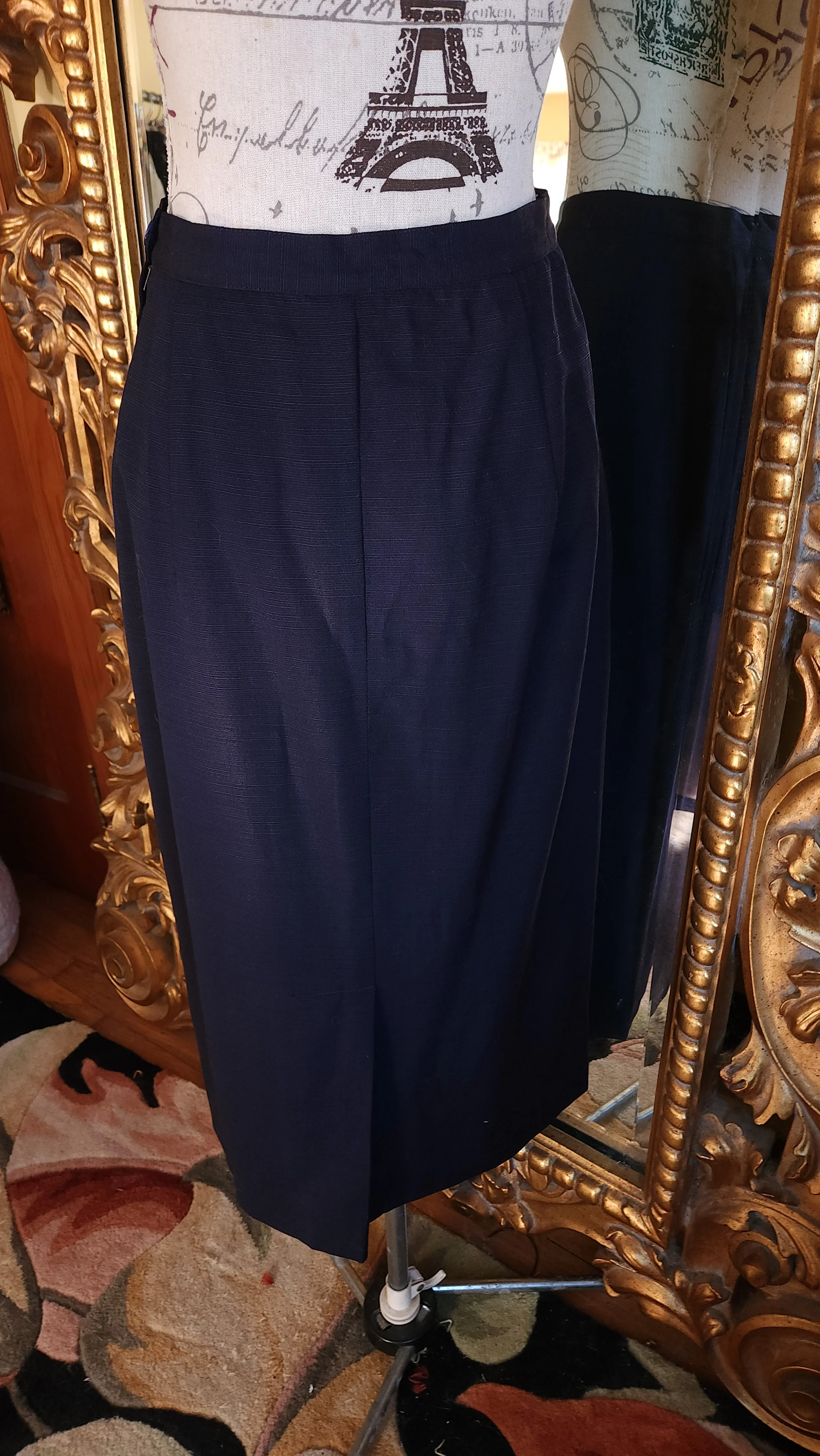 40s Navy Blue And White Detailed Skirt Suit By Charlottes Glendale California - Image 13