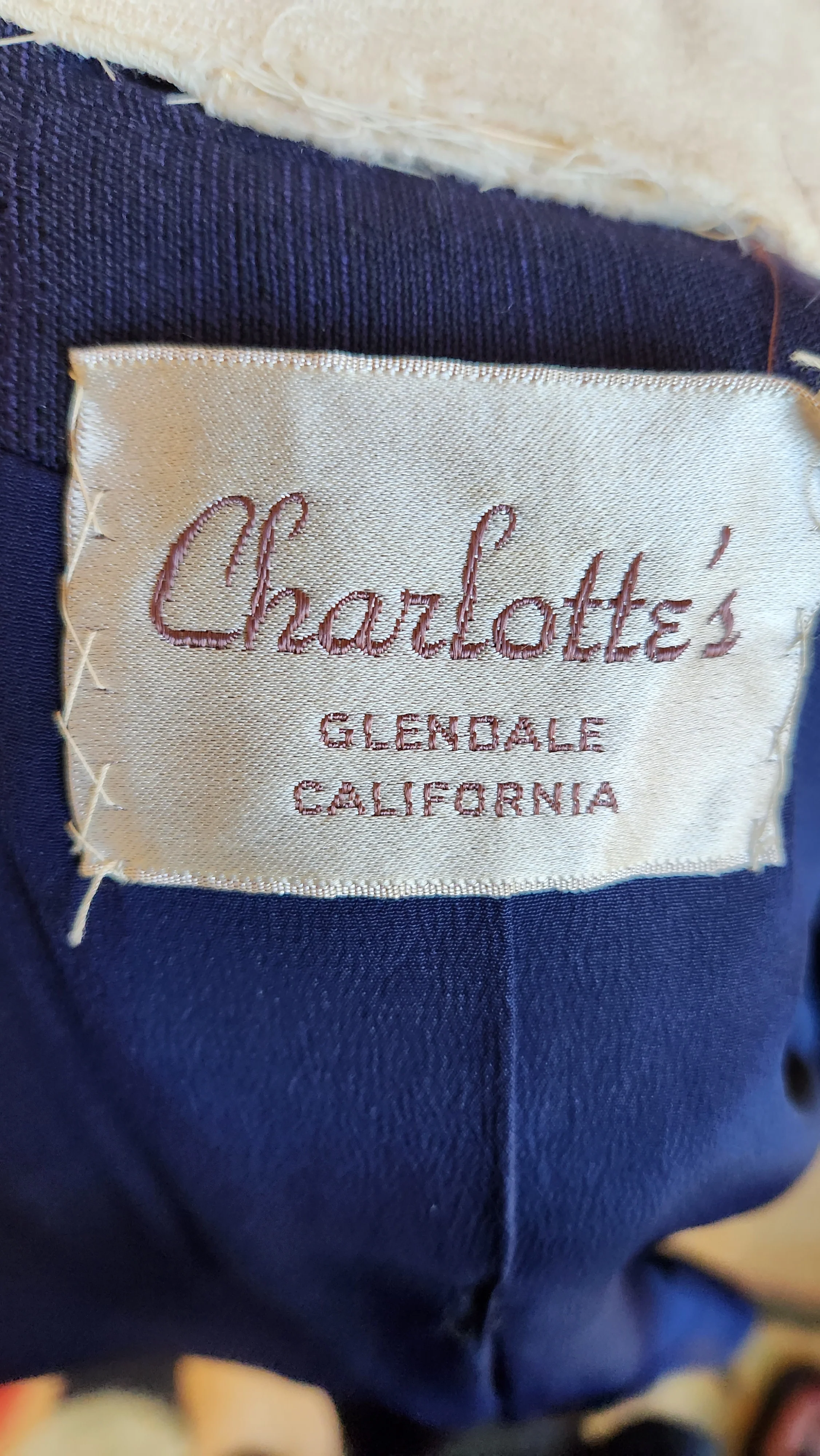 40s Navy Blue And White Detailed Skirt Suit By Charlottes Glendale California - Image 14
