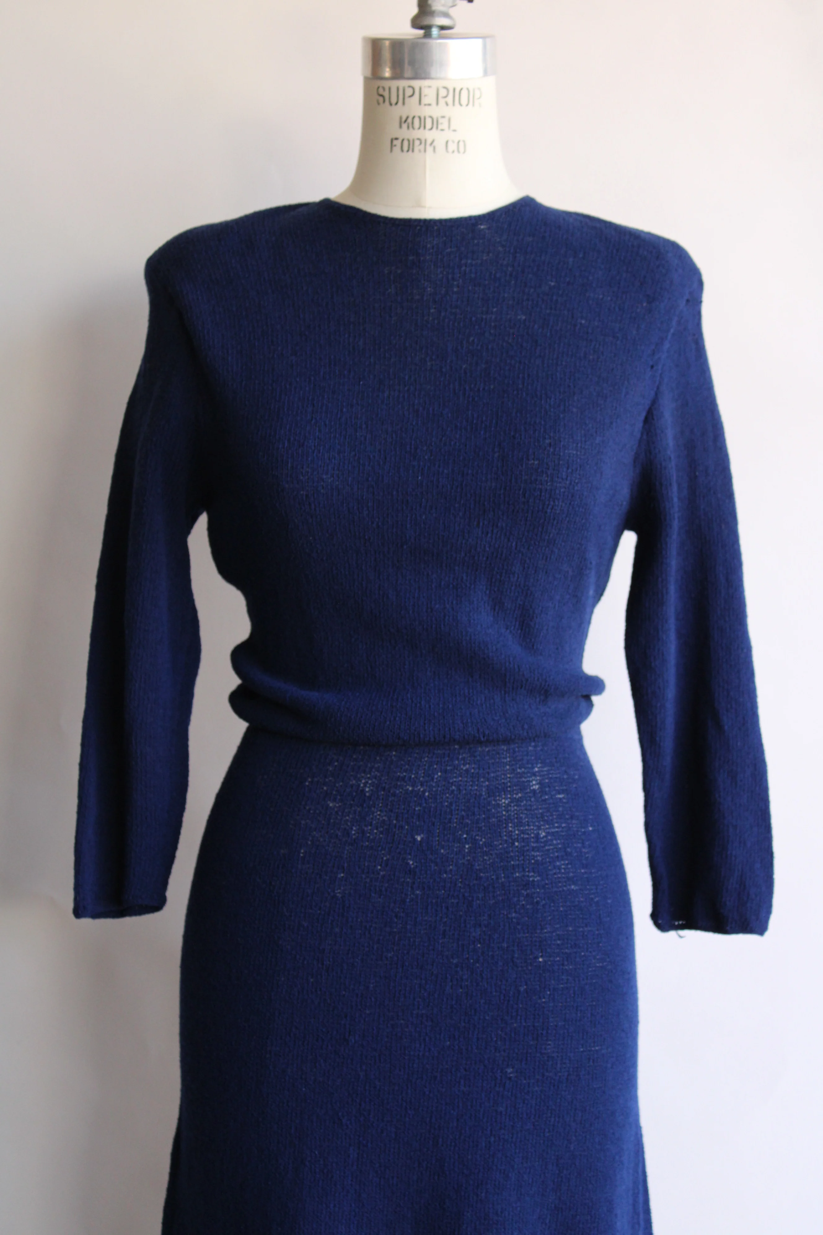 40s Navy Blue Knit Dress - Image 3