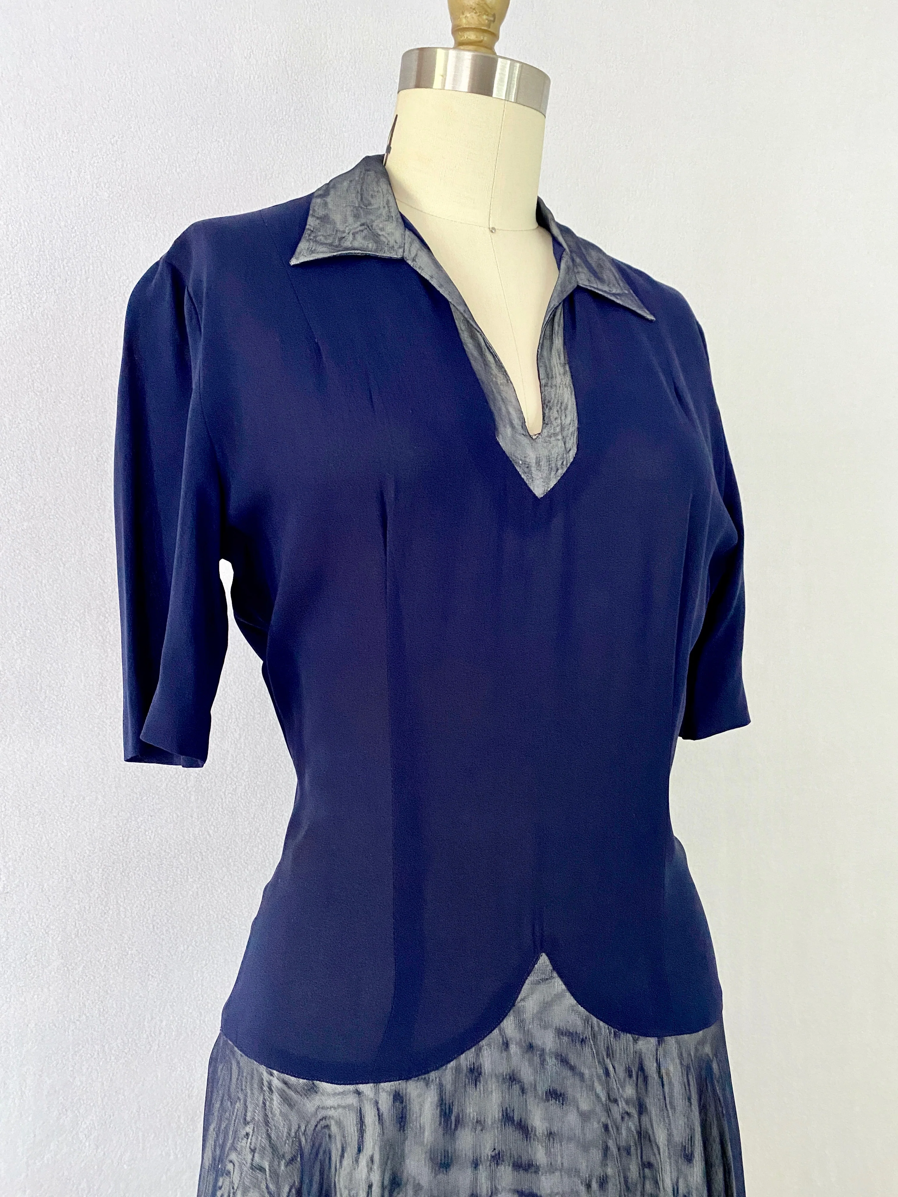 40s Navy Blue Vintage Midi-dress - Image 6