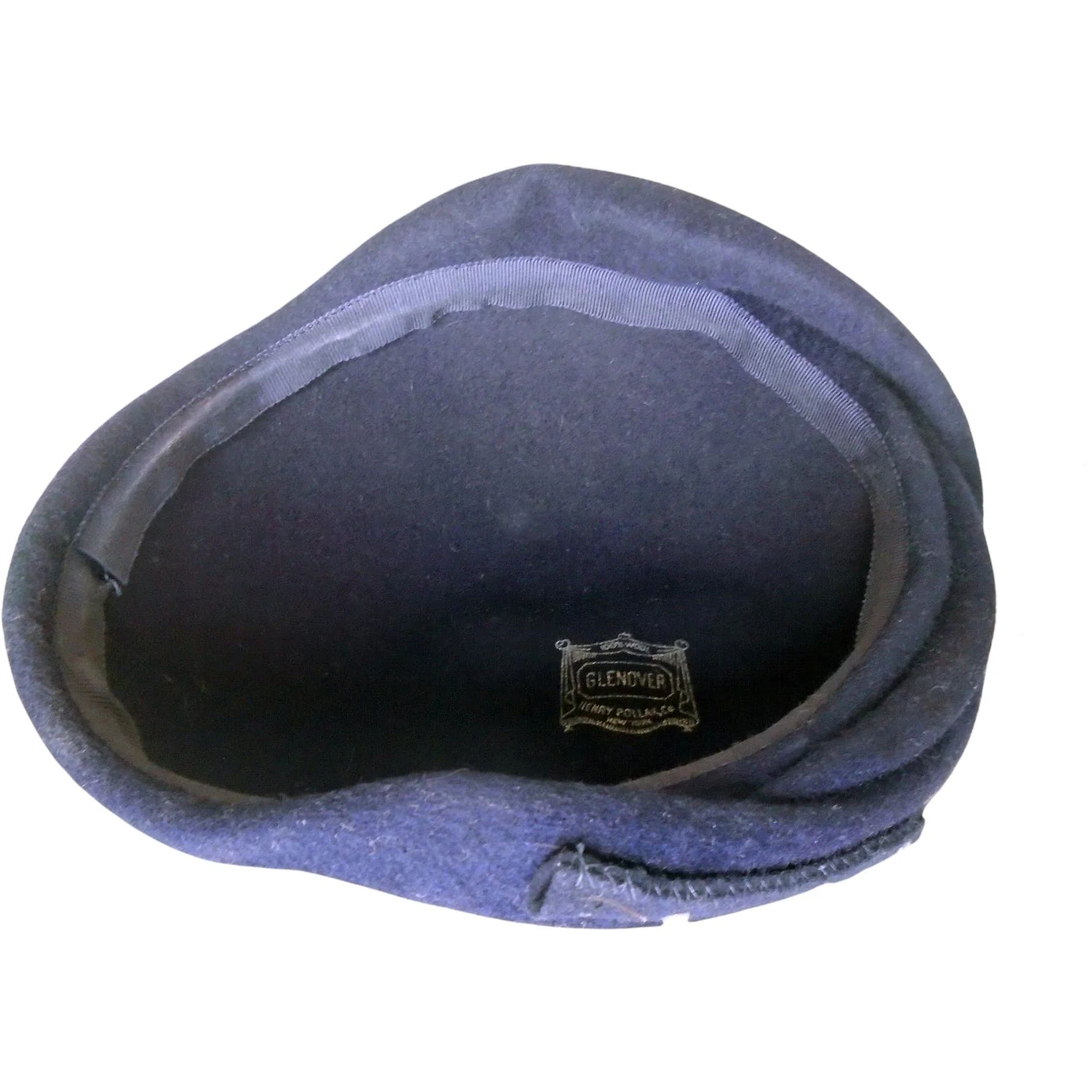 40s Navy Calot Hat, Feathers Rhinestones Old Hollywood By Glenover Henry Pollak - Image 2