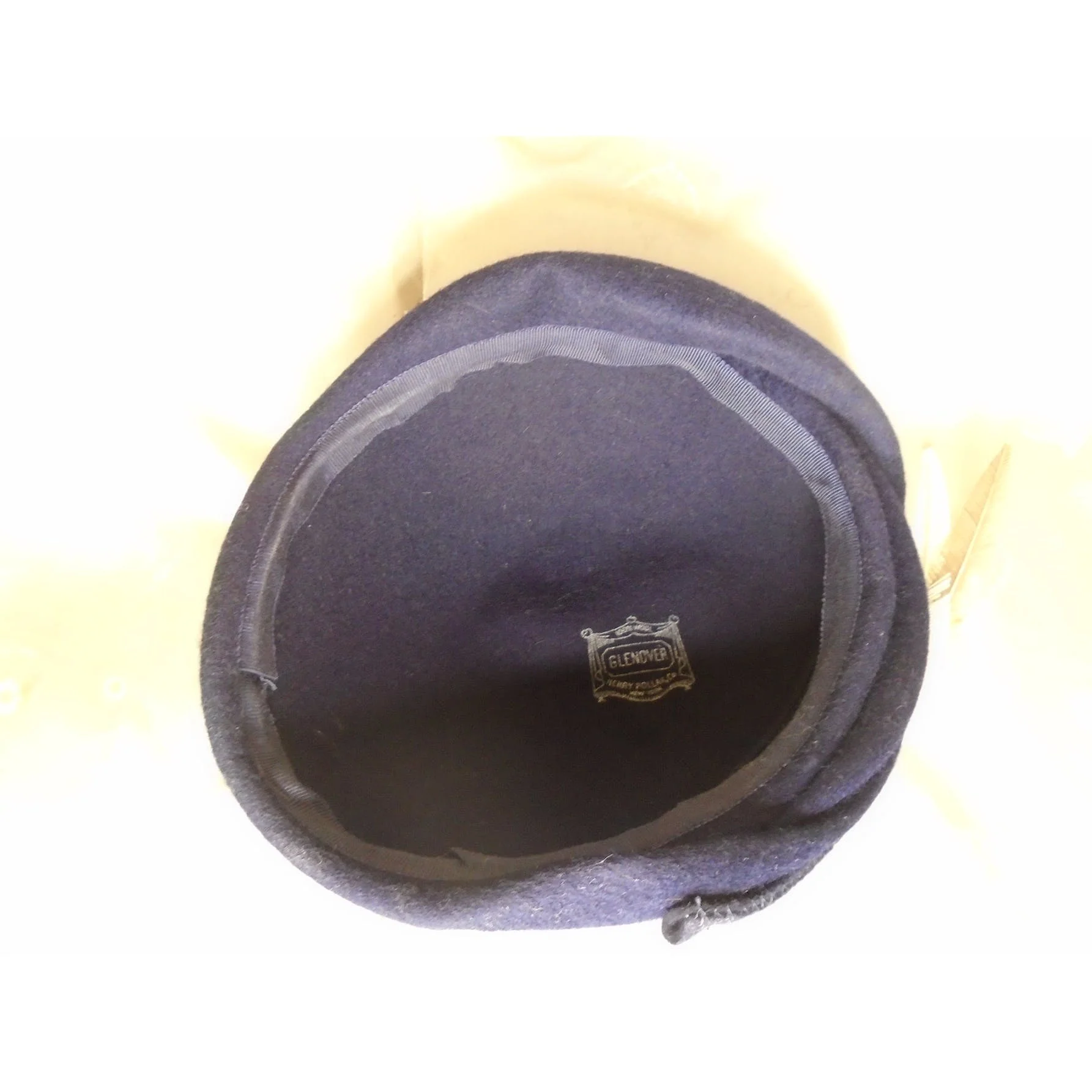 40s Navy Calot Hat, Feathers Rhinestones Old Hollywood By Glenover Henry Pollak - Image 4