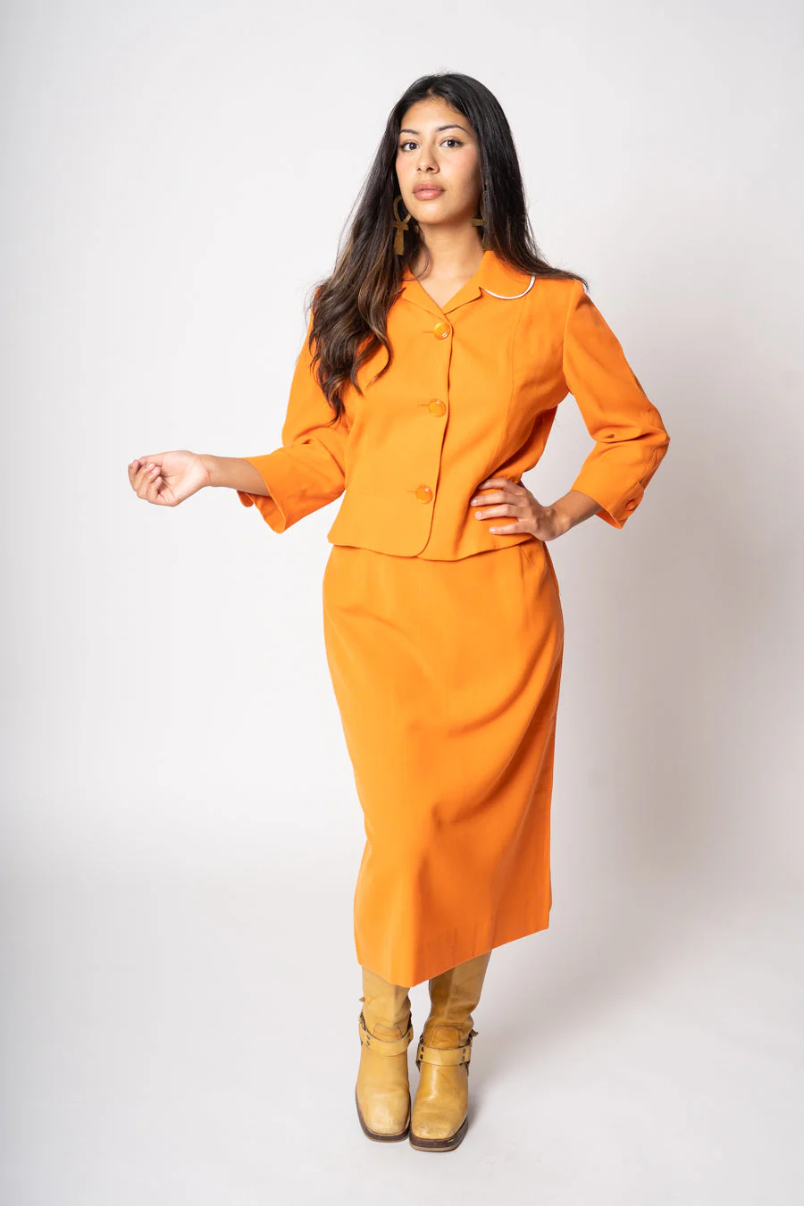 40s Orange Peplum Set - Image 4