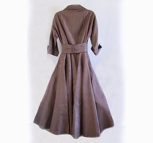40s R&K New Look Brown Taffeta Swing Skirt Nightclub Coco Cabanna Lucy and Desi Dance Dress Hollywood 50s Atomic - Image 2