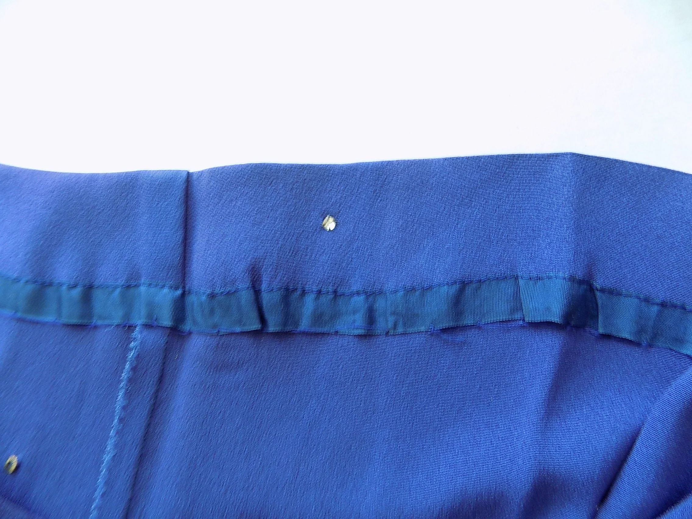 40s Rhinestone Studded Midnight Blue Rayon Gown with Batwing Sleeves by Dubarry of New York Dress of Charm by Dubarry Of New York - Image 6