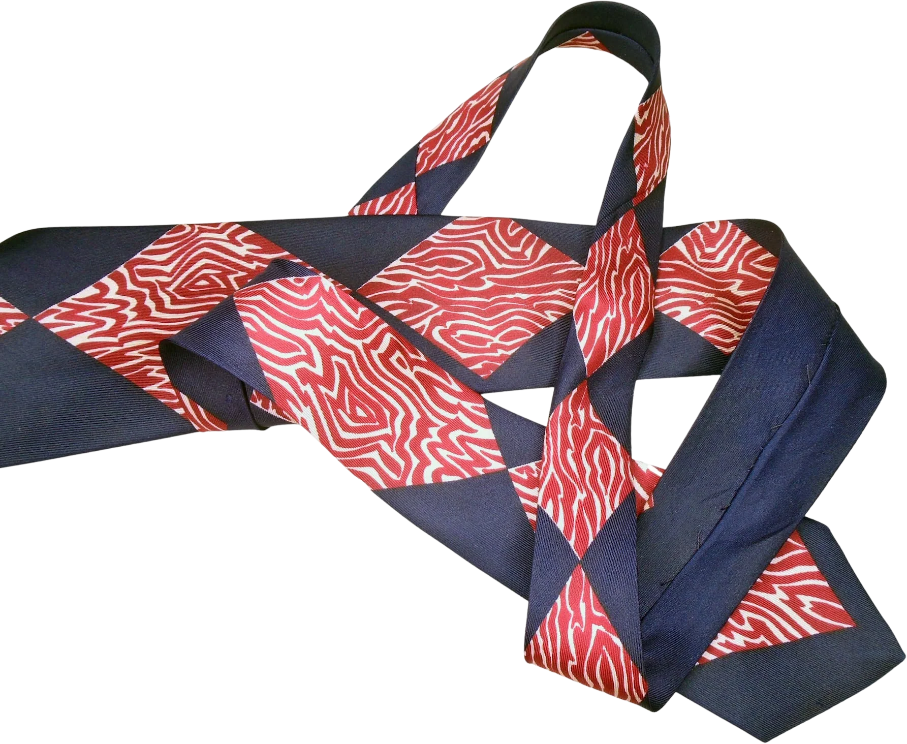 40s Silk Necktie Mid Width Tie With Funky Abstract By Halle Bros.