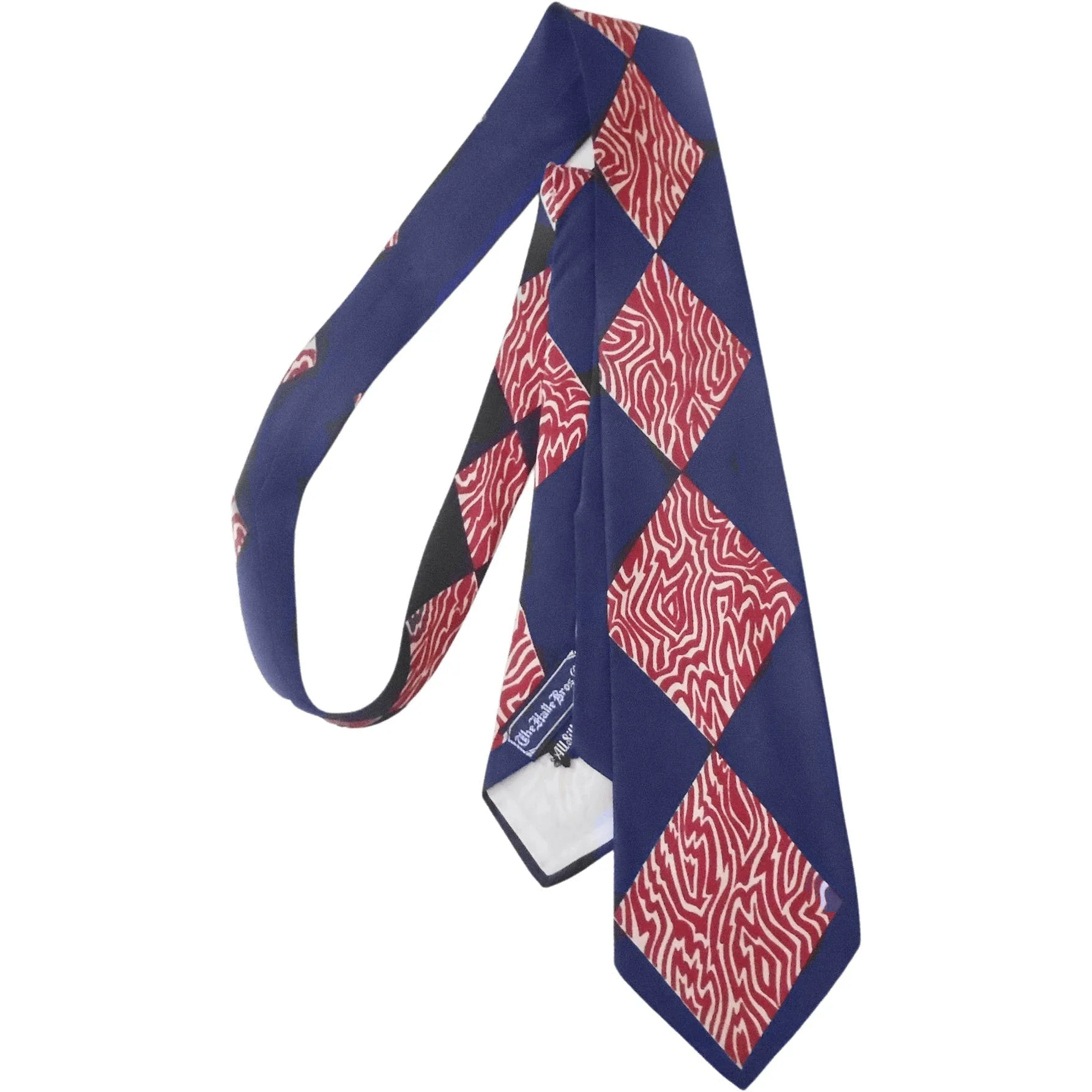 40s Silk Necktie Mid Width Tie With Funky Abstract By Halle Bros. - Image 6