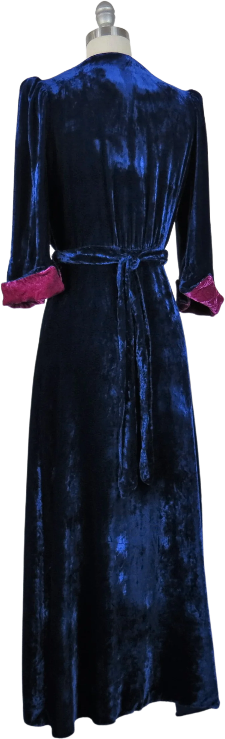 40s Silk Velvet Dress Dressing Gown Lingerie Boudoir - Image 2