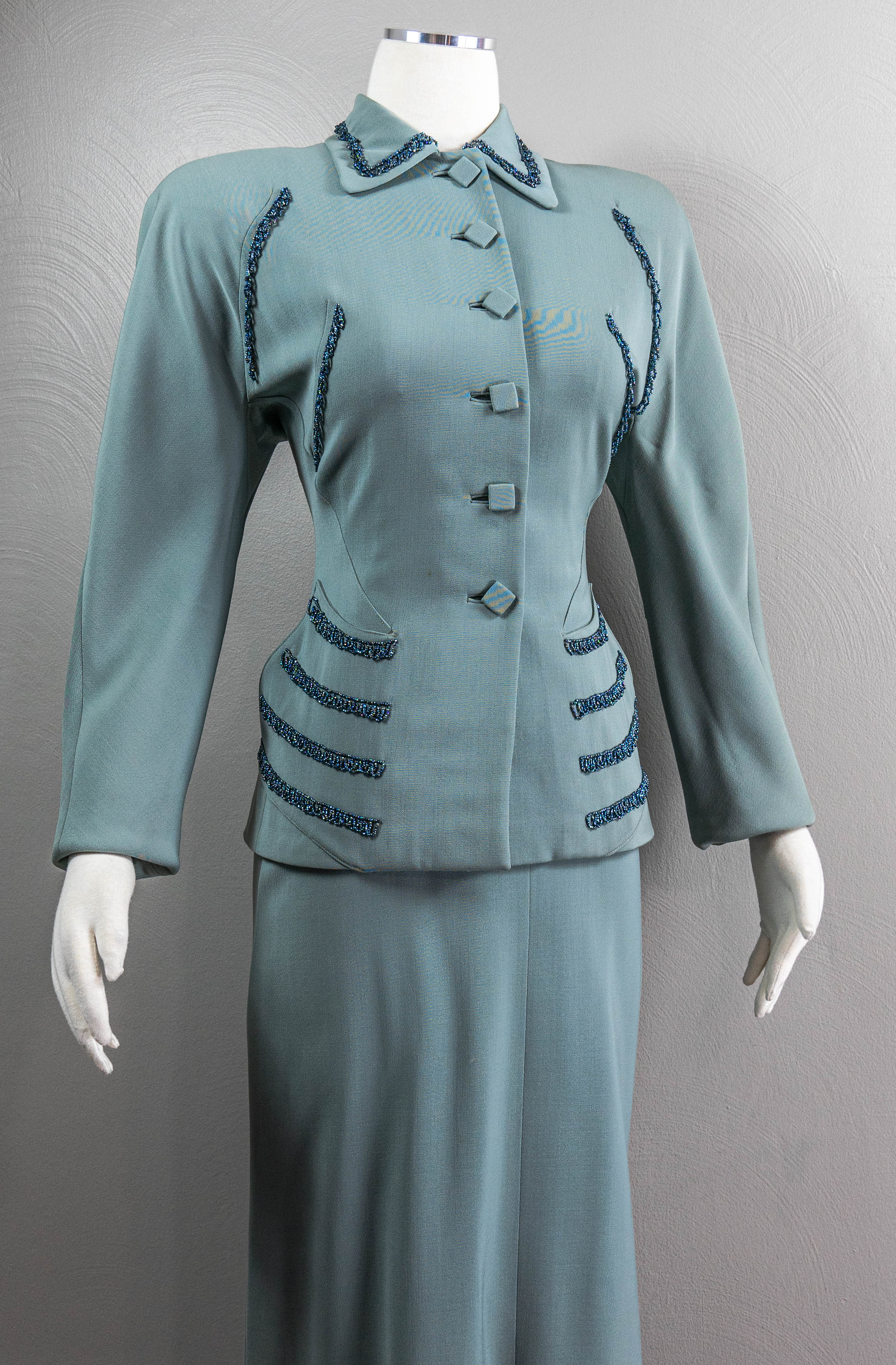 40s Skirt Suite Beaded Swag Fringe, Pencils Skirt By Tailored by Chas. Kupersmith Inc. - Image 3