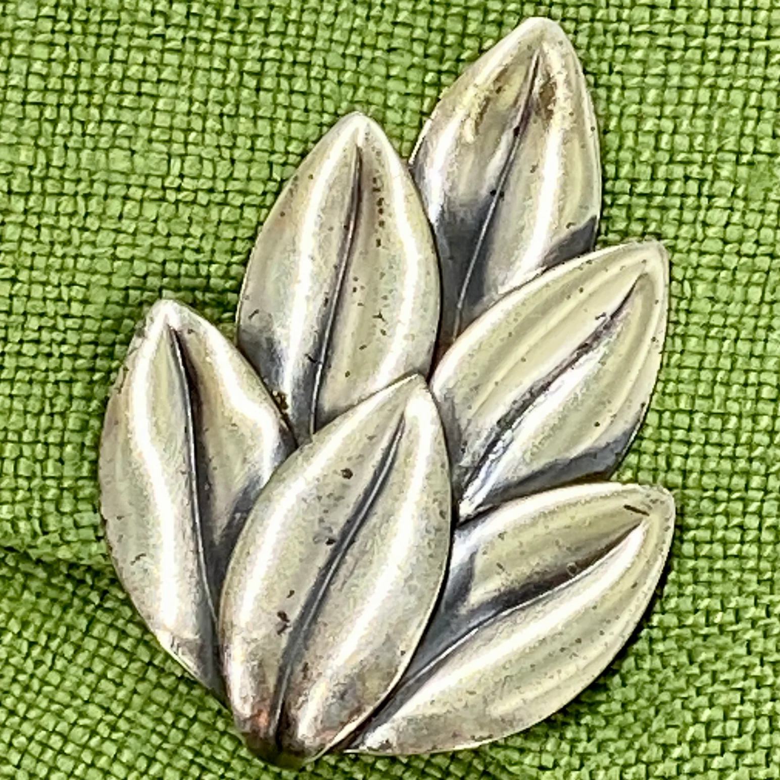 40s Sterling Silver Fur Clip Leaf Motif By Napier - Image 6