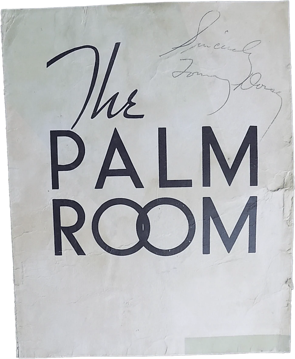 40s Tommy Dorsey Signature On An Art Deco Palm Room Menu N. Y.c., Big Band Sound Swing Era Tommy Dorsey Orchestra