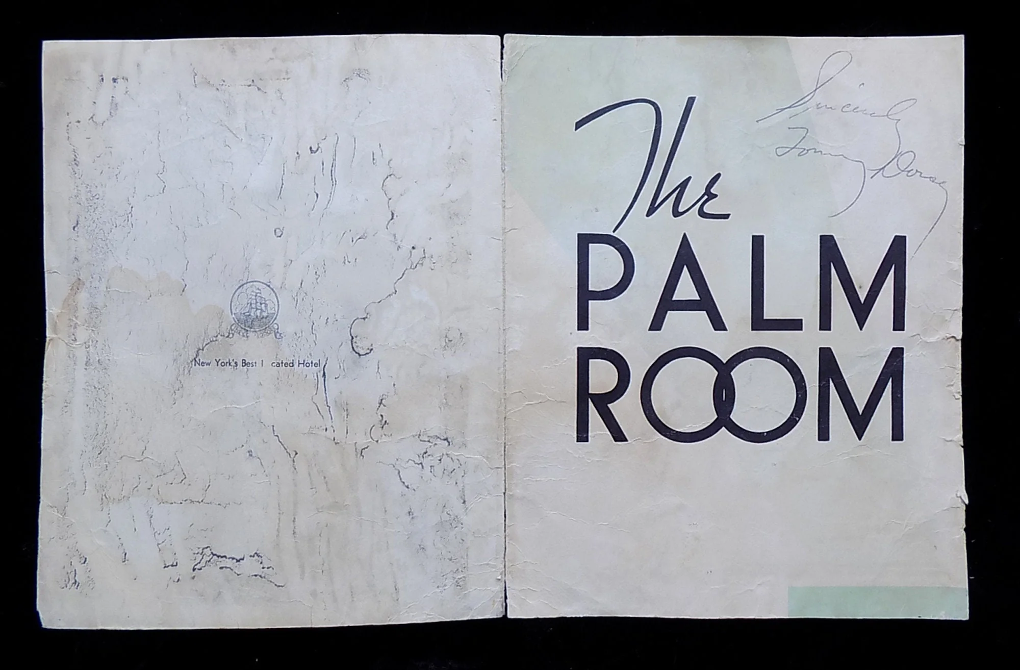 40s Tommy Dorsey Signature On An Art Deco Palm Room Menu N. Y.c., Big Band Sound Swing Era Tommy Dorsey Orchestra - Image 5